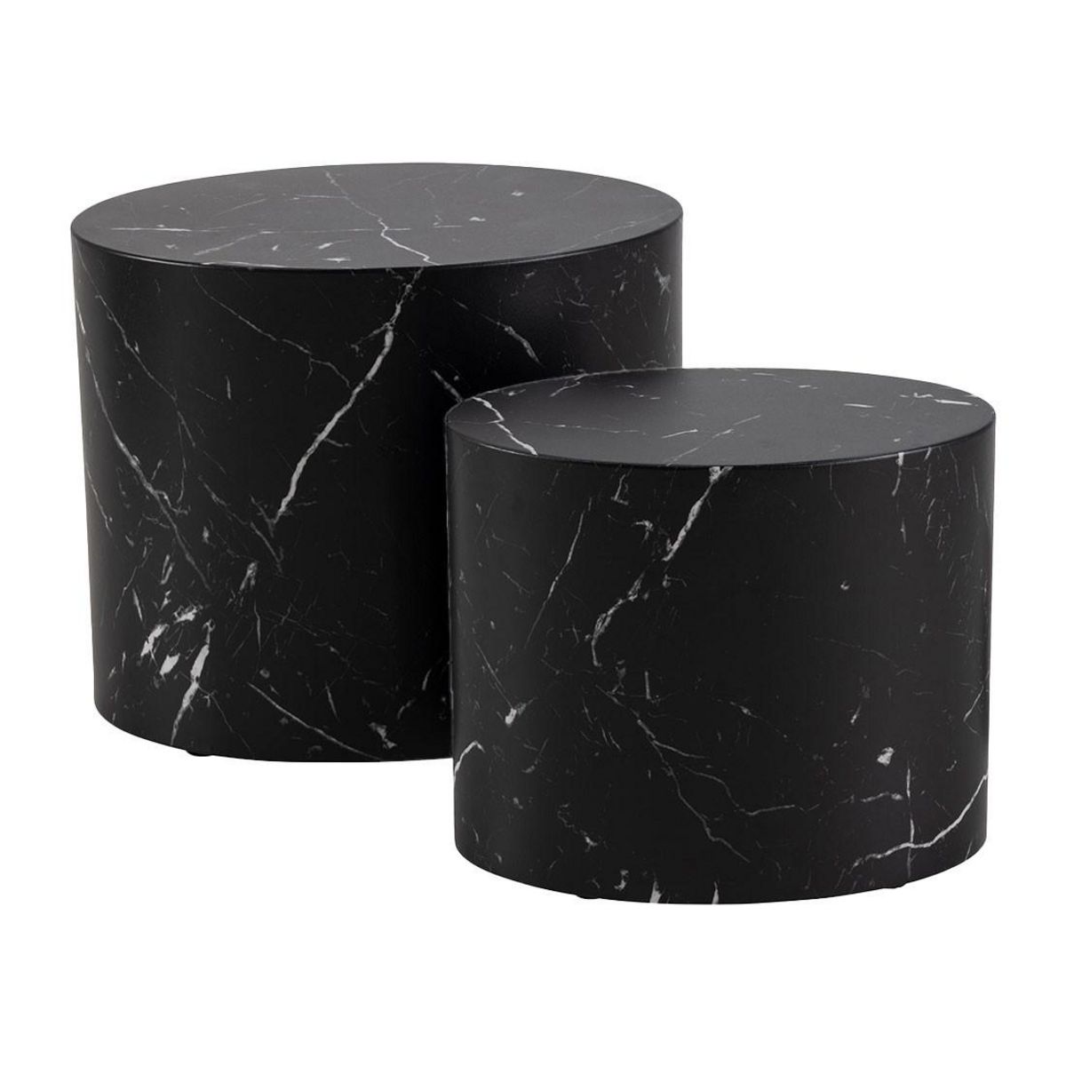 LISA DESIGN Aeryn - lot de 2 tables basses - effet marbre noir - 48 et 40 cm