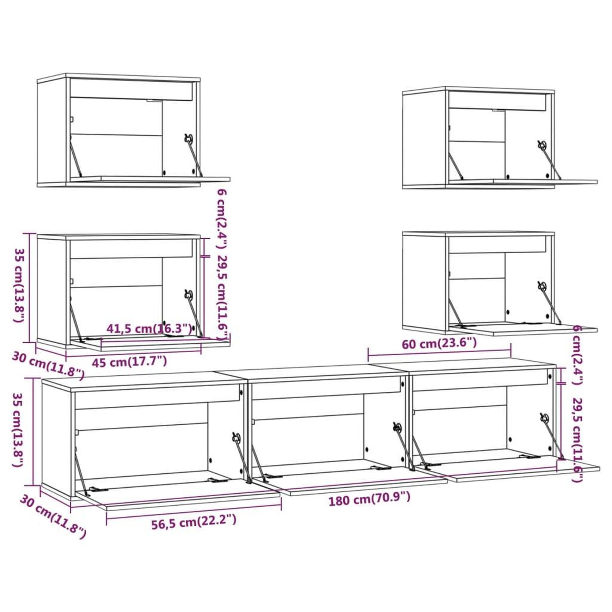 Voir la diapositive 6 : VIDAXL Meubles TV 7 pcs Bois massif de pin