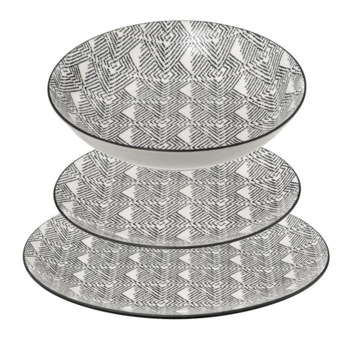 SECRET DE GOURMET Service de Table 18 Pièces  Bohemia Etnic  27cm Noir