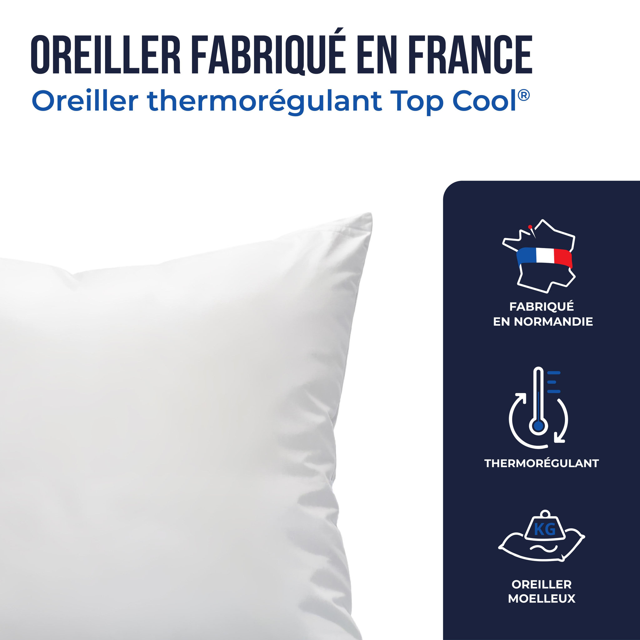 Voir la diapositive 4 : COLAS NORMAND Oreiller thermorégulant TopCool® 50X70