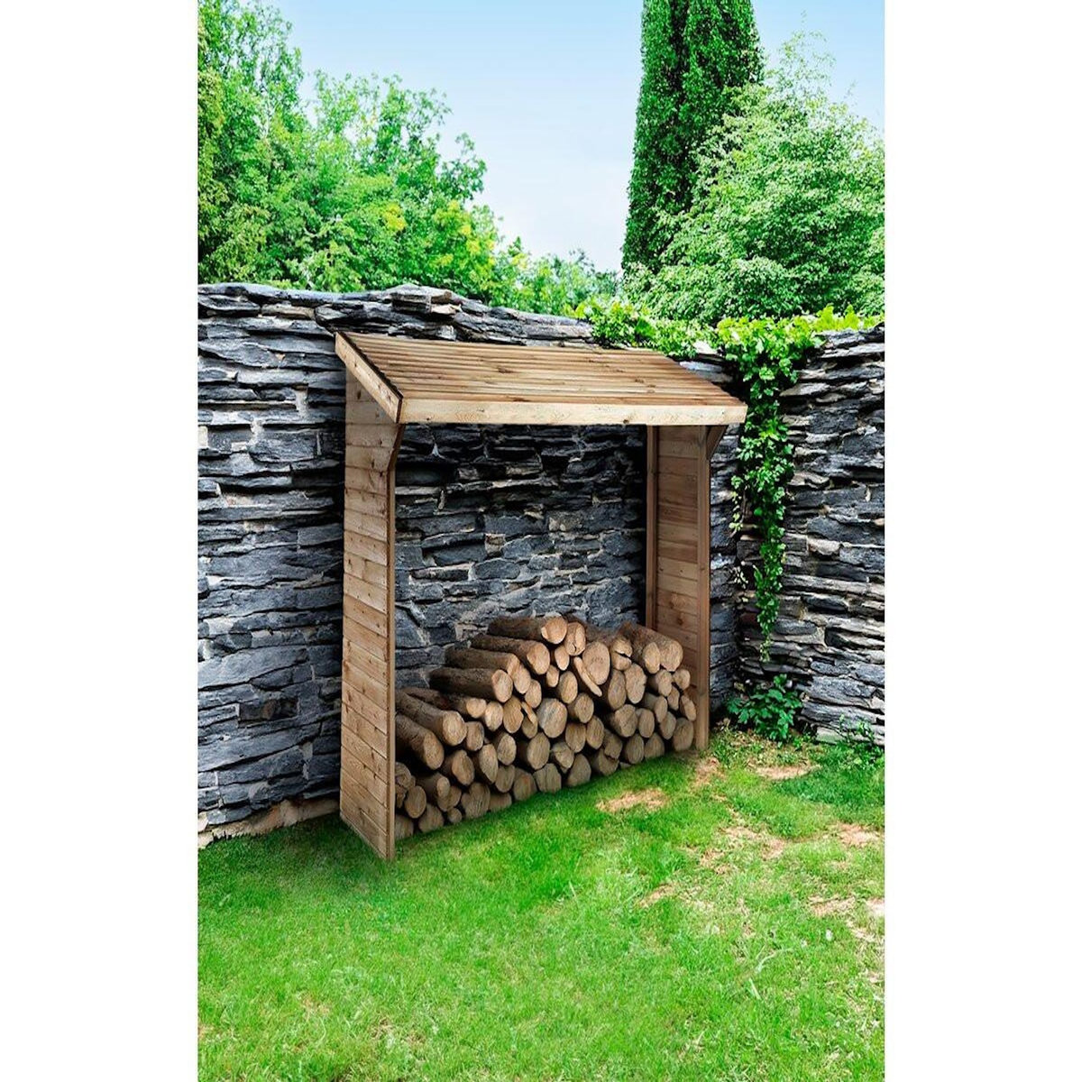 Habitat et Jardin Abri bûches - 1.05 m² - 2.10 x 0.50 x 1.8 m- 2 Stères