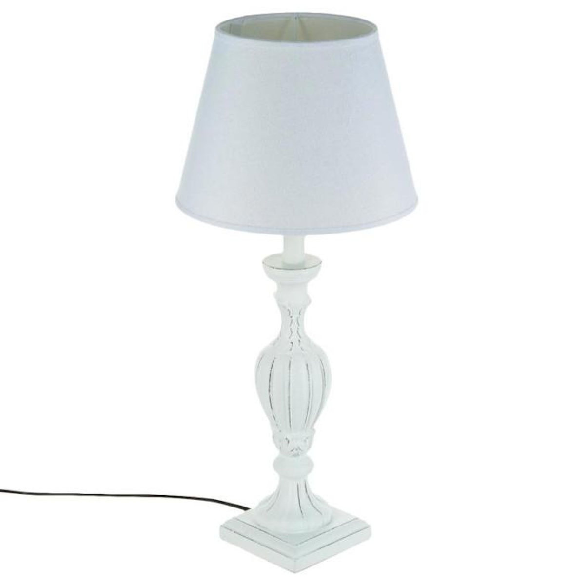 ATMOSPHERA Lampe en Bois Patiné  Cabeloh  55cm Blanc