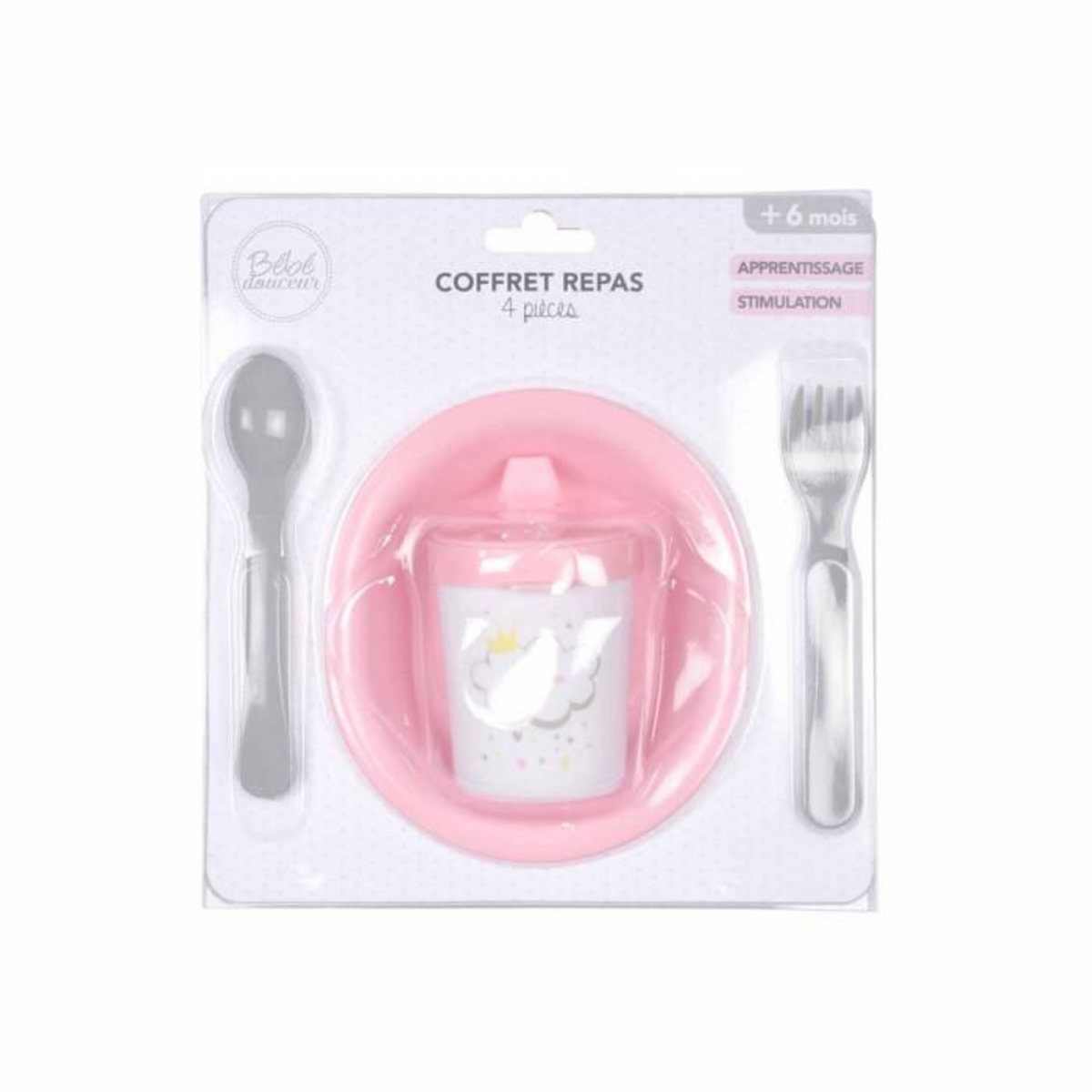 Paris Prix Coffret Repas 4 Pièces pour Bébé  Ciel  Rose
