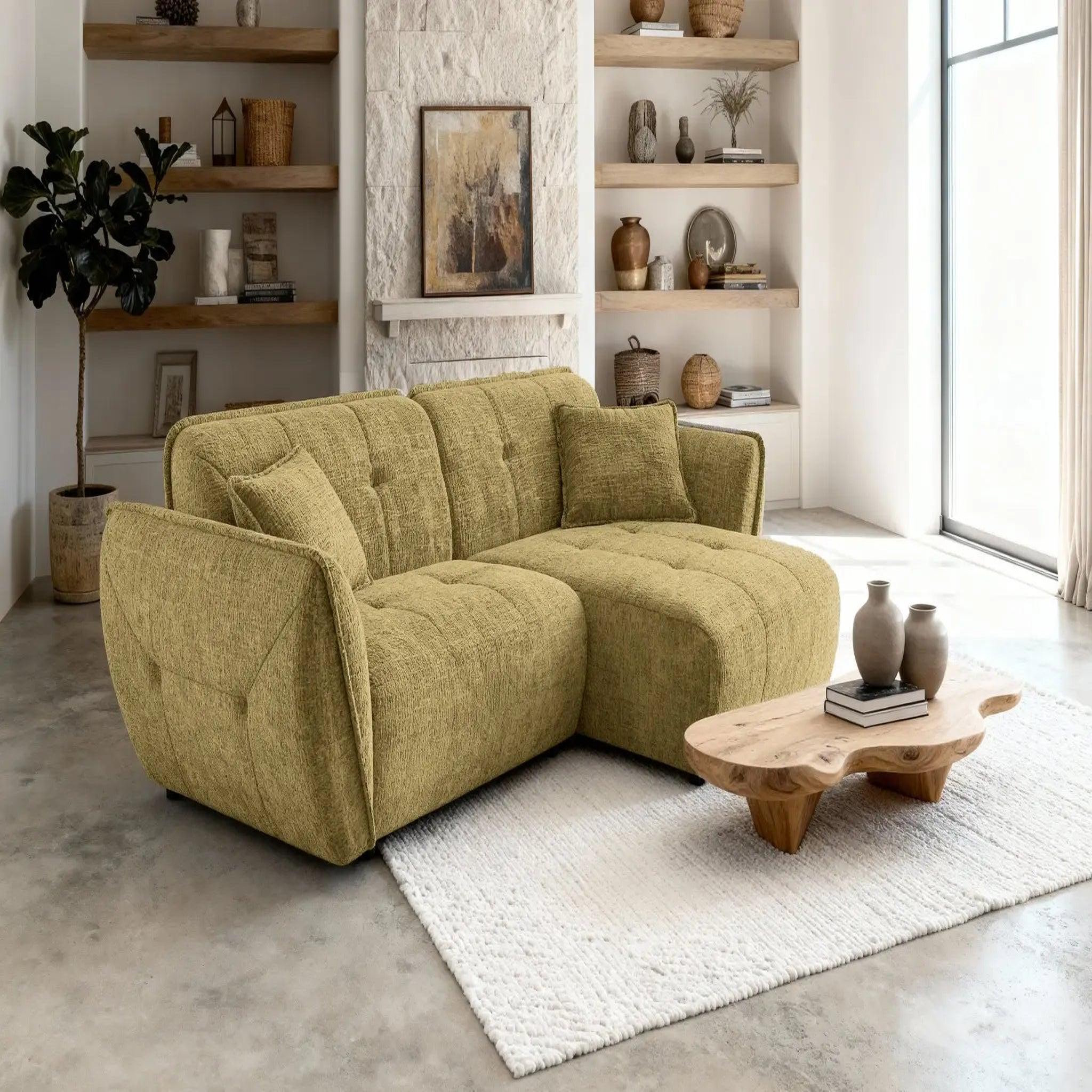 Voir la diapositive 5 : CASANOVA PARIS Mona - canapé d'angle tissu chenille 4 places droit