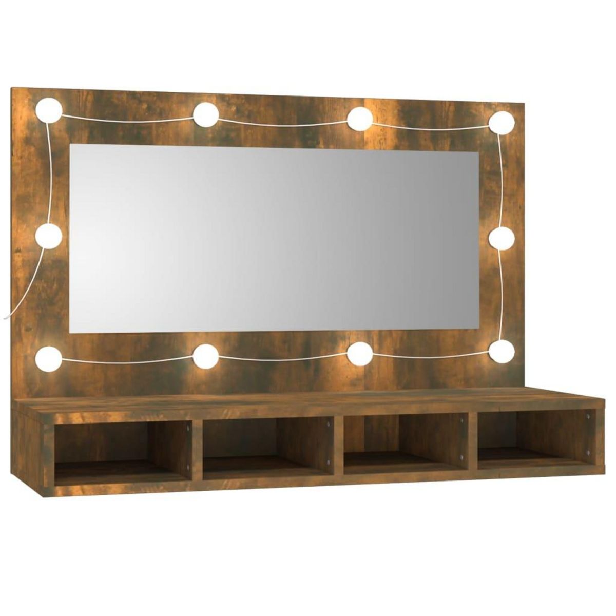 VIDAXL Armoire a miroir avec LED Chene fume 90x31,5x62 cm