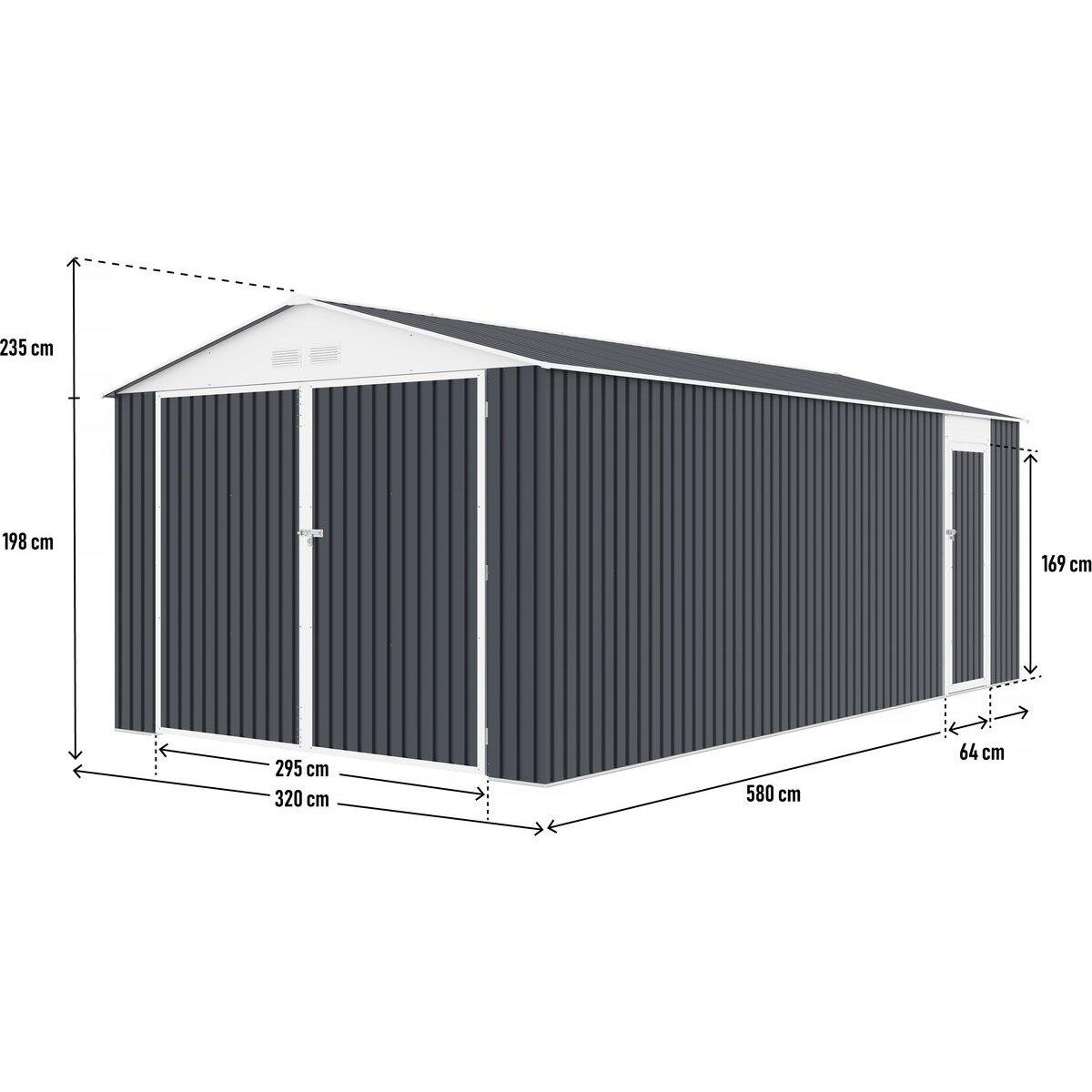Habitat et Jardin Garage en métal  Houston  18,56m²  - Anthracite