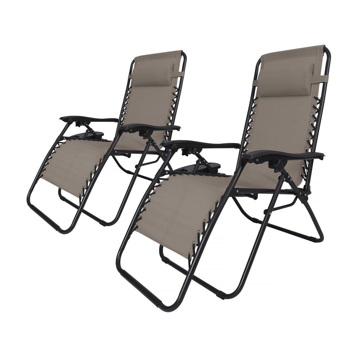 Habitat et Jardin Lot de 2 Fauteuils de jardin inclinable zéro gravité  Sintra  - Taupe