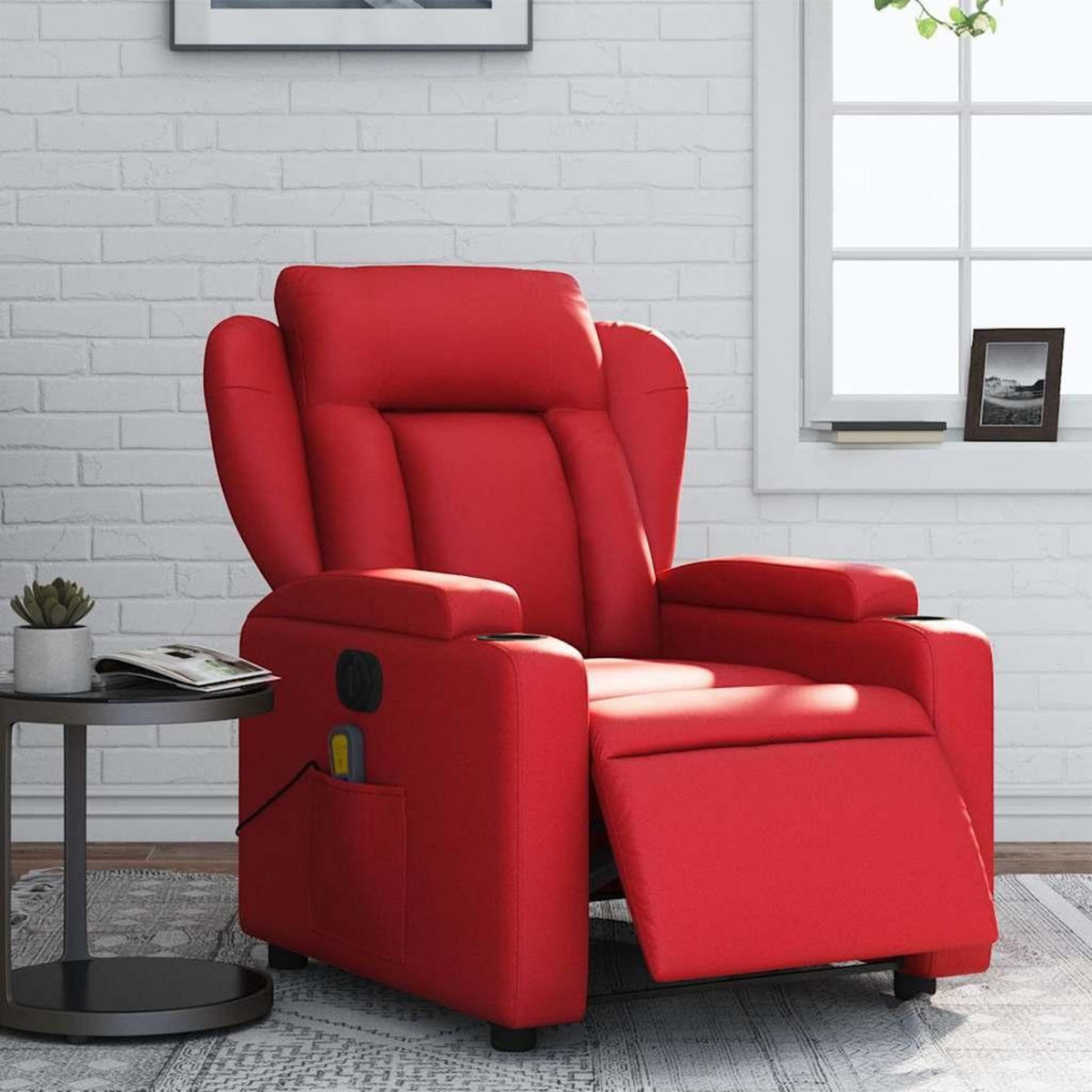 VIDAXL Fauteuil de massage inclinable electrique rouge similicuir