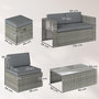 Voir la diapositive 3 : OUTSUNNY Salon de Jardin 6 personnes 6 pièces encastrable résine coussins déhoussables gris