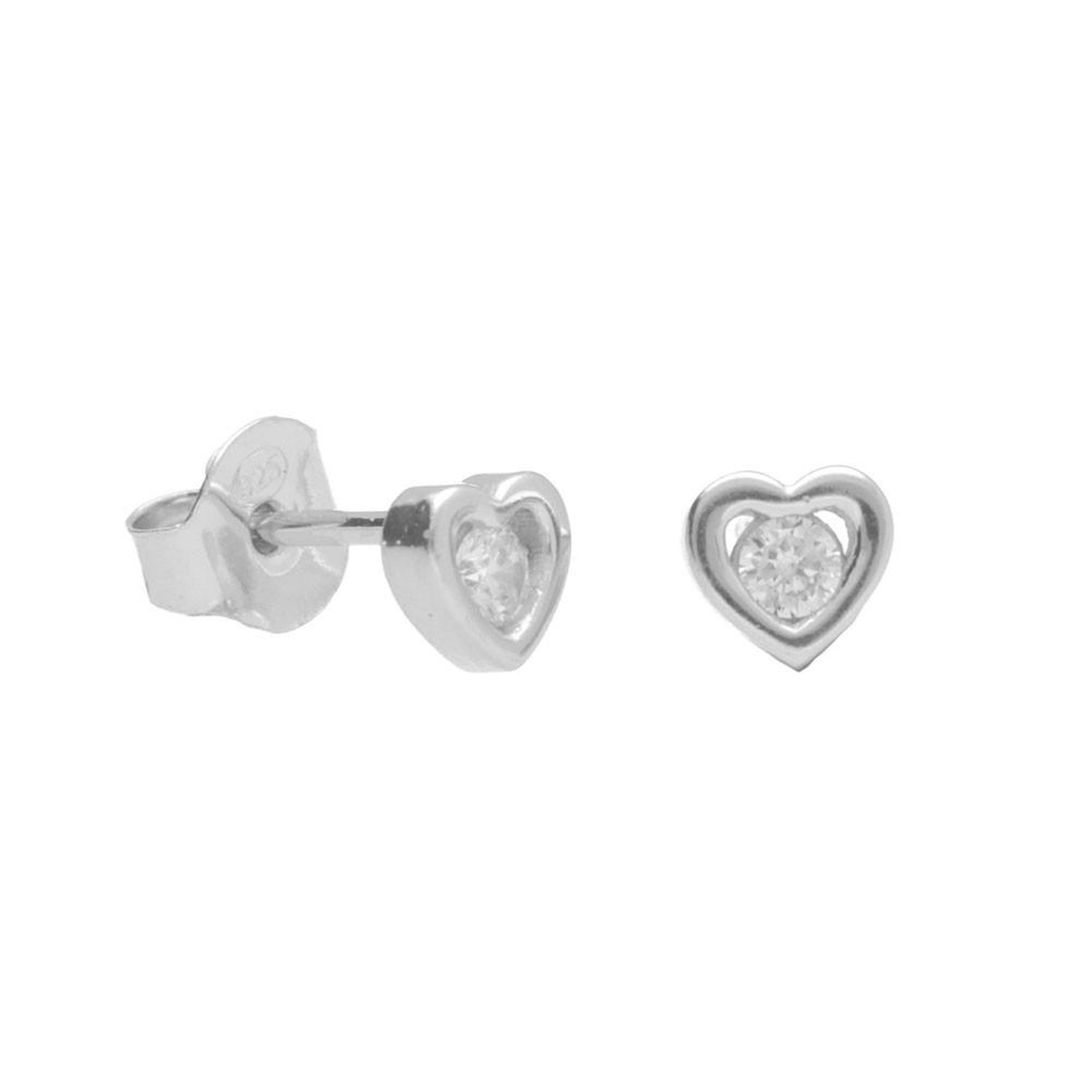 L'ATELIER D'AZUR Boucles d'Oreilles Argent 925/000 Rhodié - Coeur Serti d'un Zirconium