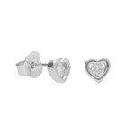 L'ATELIER D'AZUR Boucles d'Oreilles Argent 925/000 Rhodié - Coeur Serti d'un Zirconium