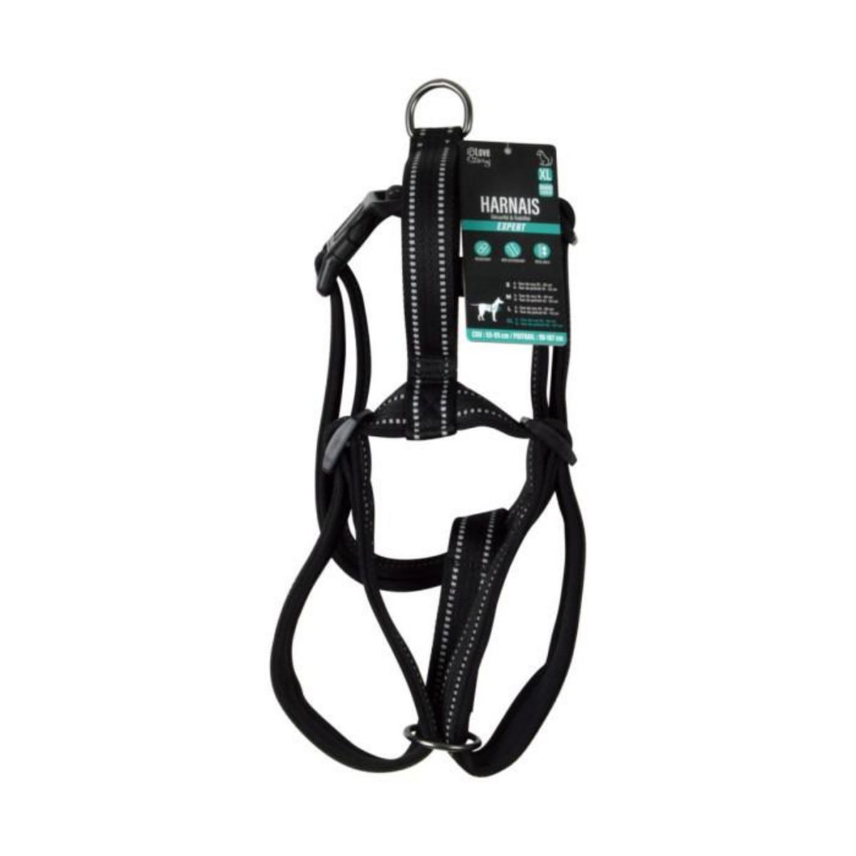 Paris Prix Harnais Chien XL Réglable  Expert  107cm Noir