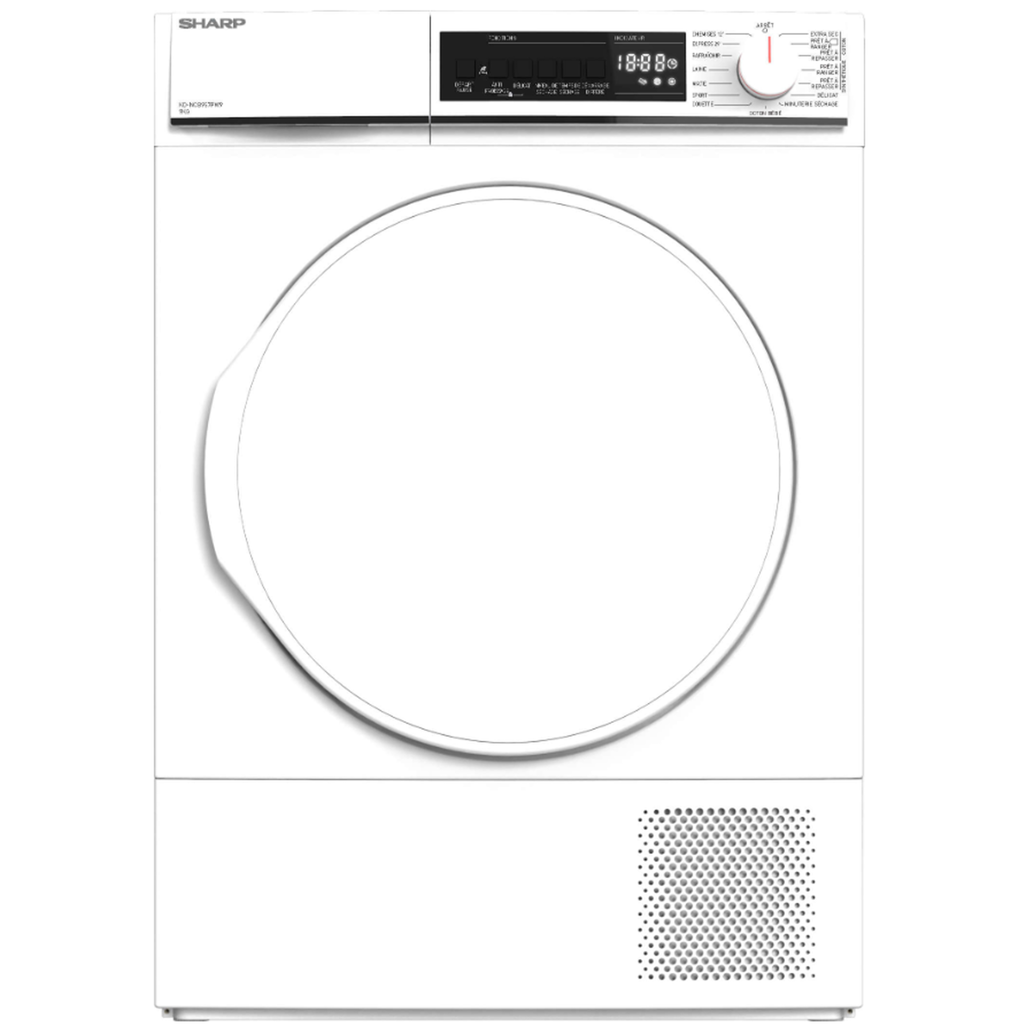 Voir la diapositive 1 : Sharp Sèche-linge frontal à condensation 60cm 9kg - KDNCB9S7PW9