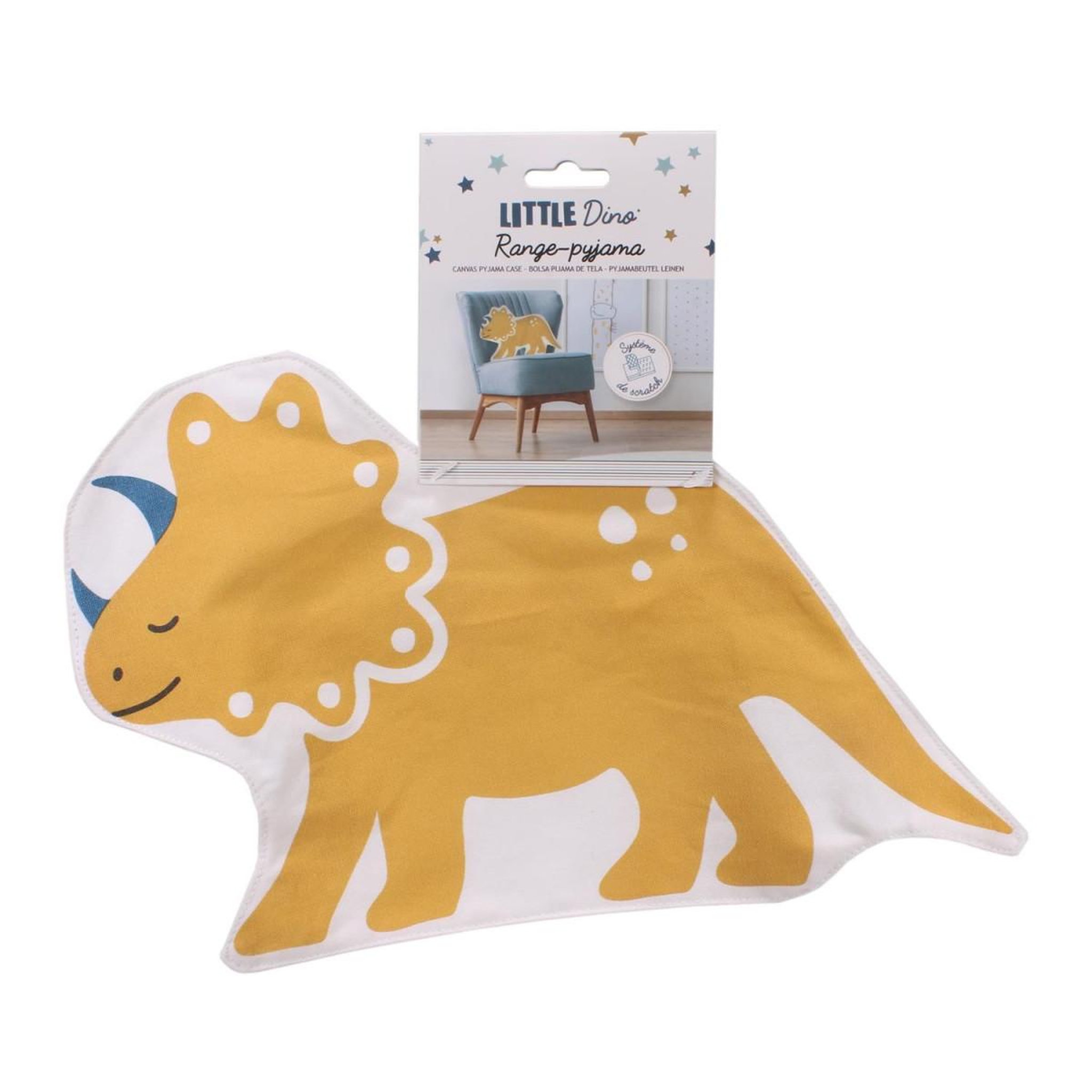 Voir la diapositive 3 : HOME DECO KIDS Rangement pyjama enfant  dinosaure  28cm jaune