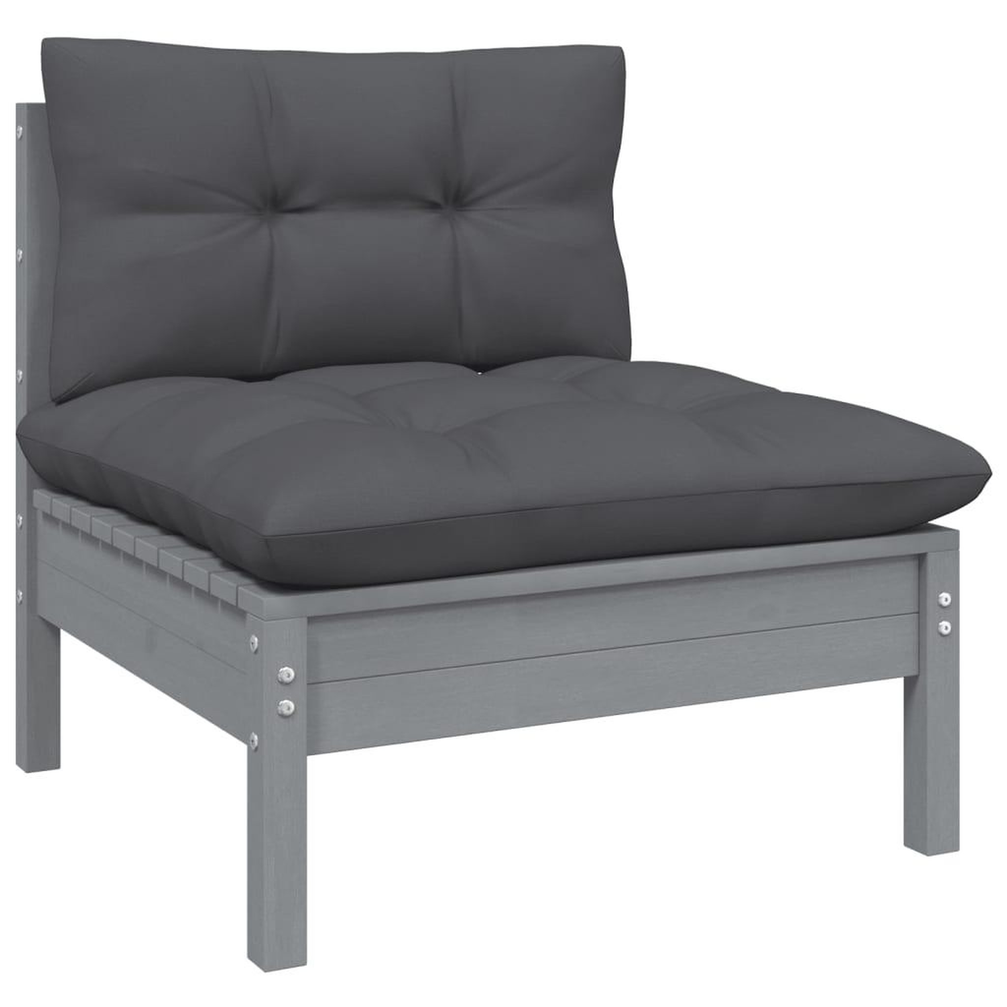 Voir la diapositive 4 : VIDAXL Salon de jardin 13 pcs avec coussins Gris Bois de pin solide