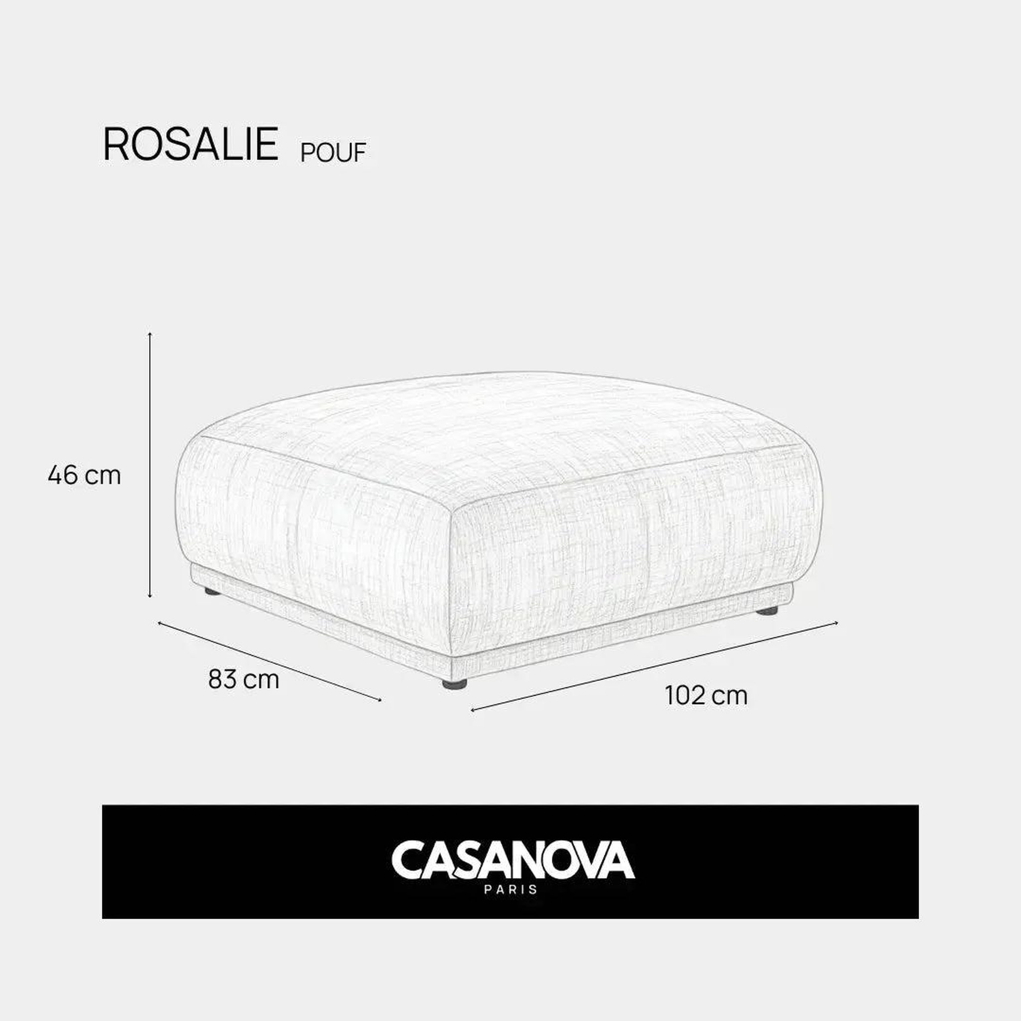 Voir la diapositive 5 : CASANOVA PARIS Rosalie - pouf tissu chenille