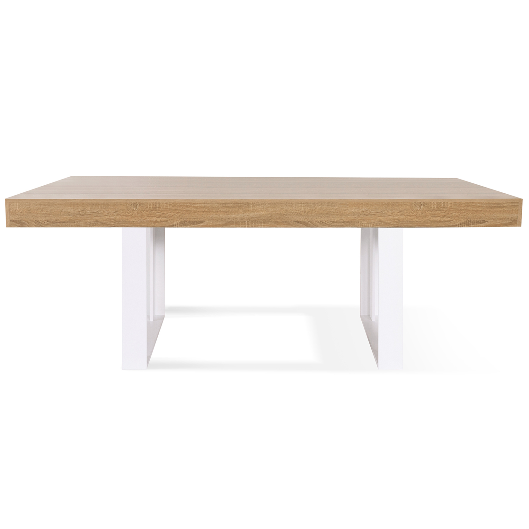 Voir la diapositive 3 : ID MARKET Table à manger rectangle phoenix 8 personnes bois et blanc 200 cm