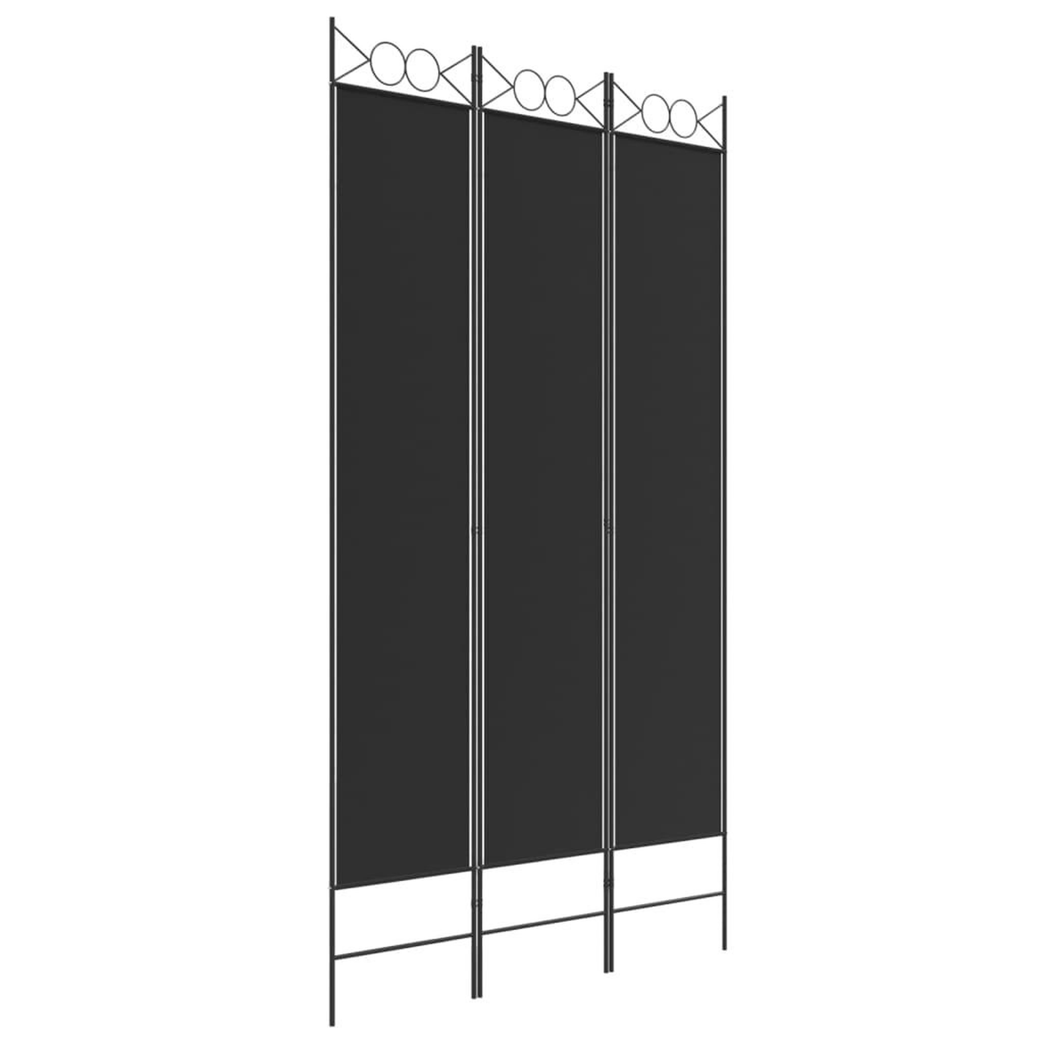 VIDAXL Cloison de separation 3 panneaux Noir 120x220 cm Tissu