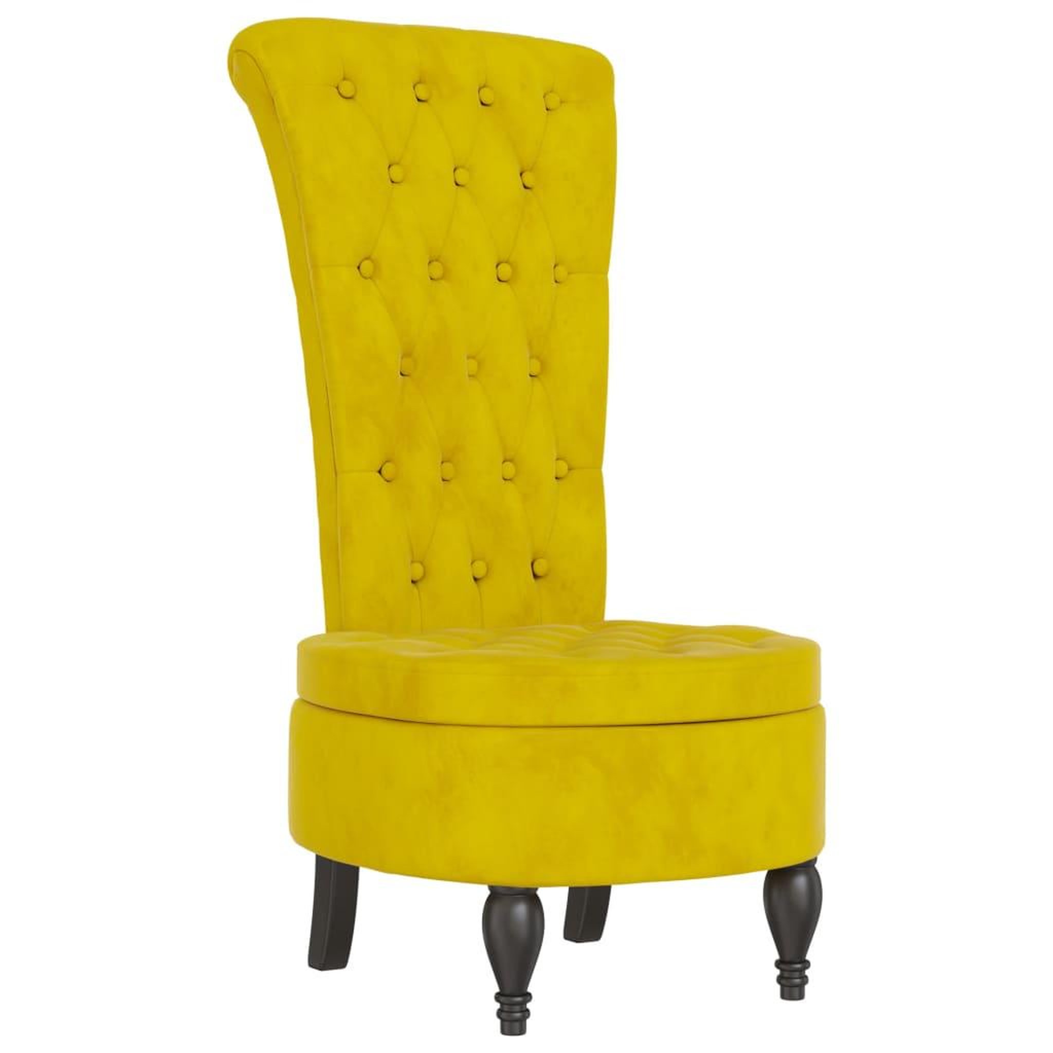 Voir la diapositive 2 : VIDAXL Chaise a dossier haut jaune velours conception de bouton
