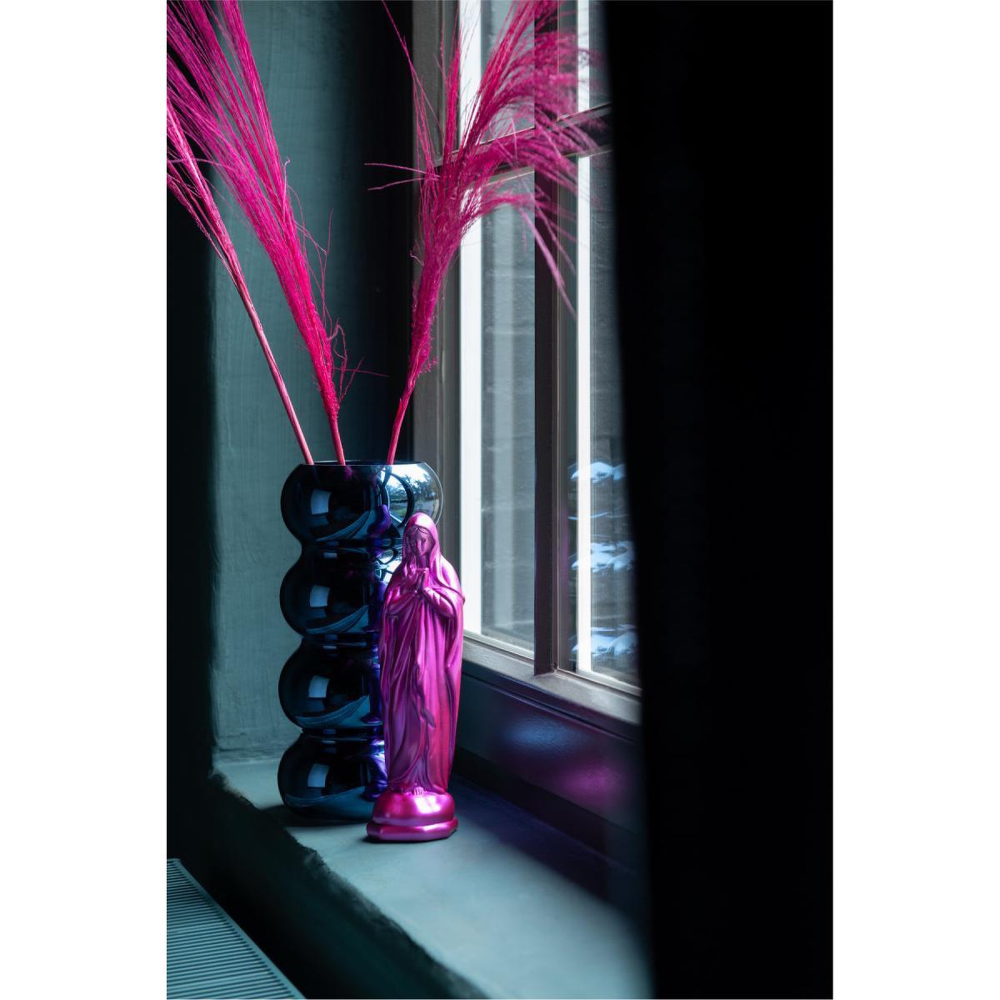 Voir la diapositive 2 : J-LINE Vase design chenille  cléa  30cm bleu