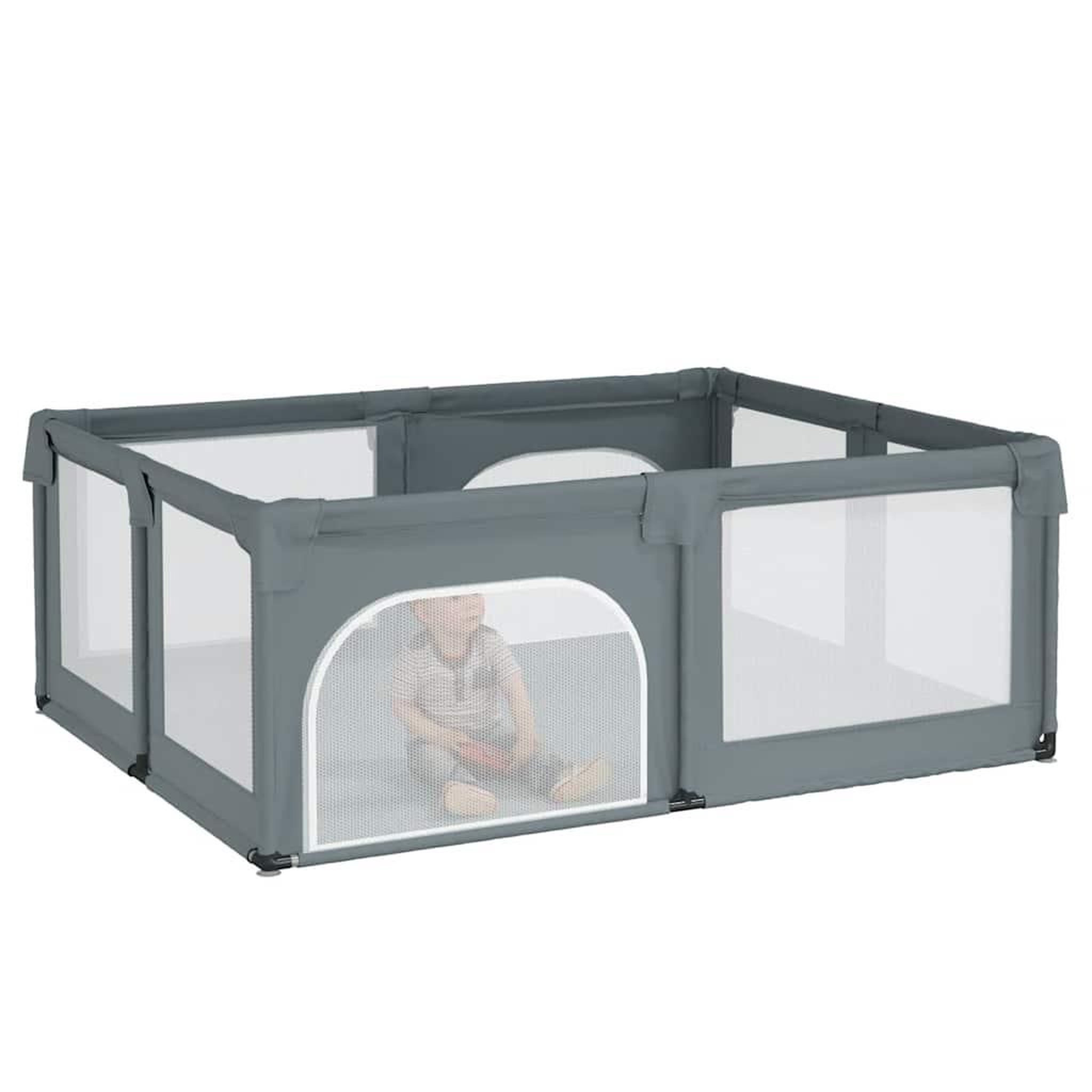 Voir la diapositive 3 : VIDAXL Parc pour bebe avec 2 portes Gris clair Tissu Oxford