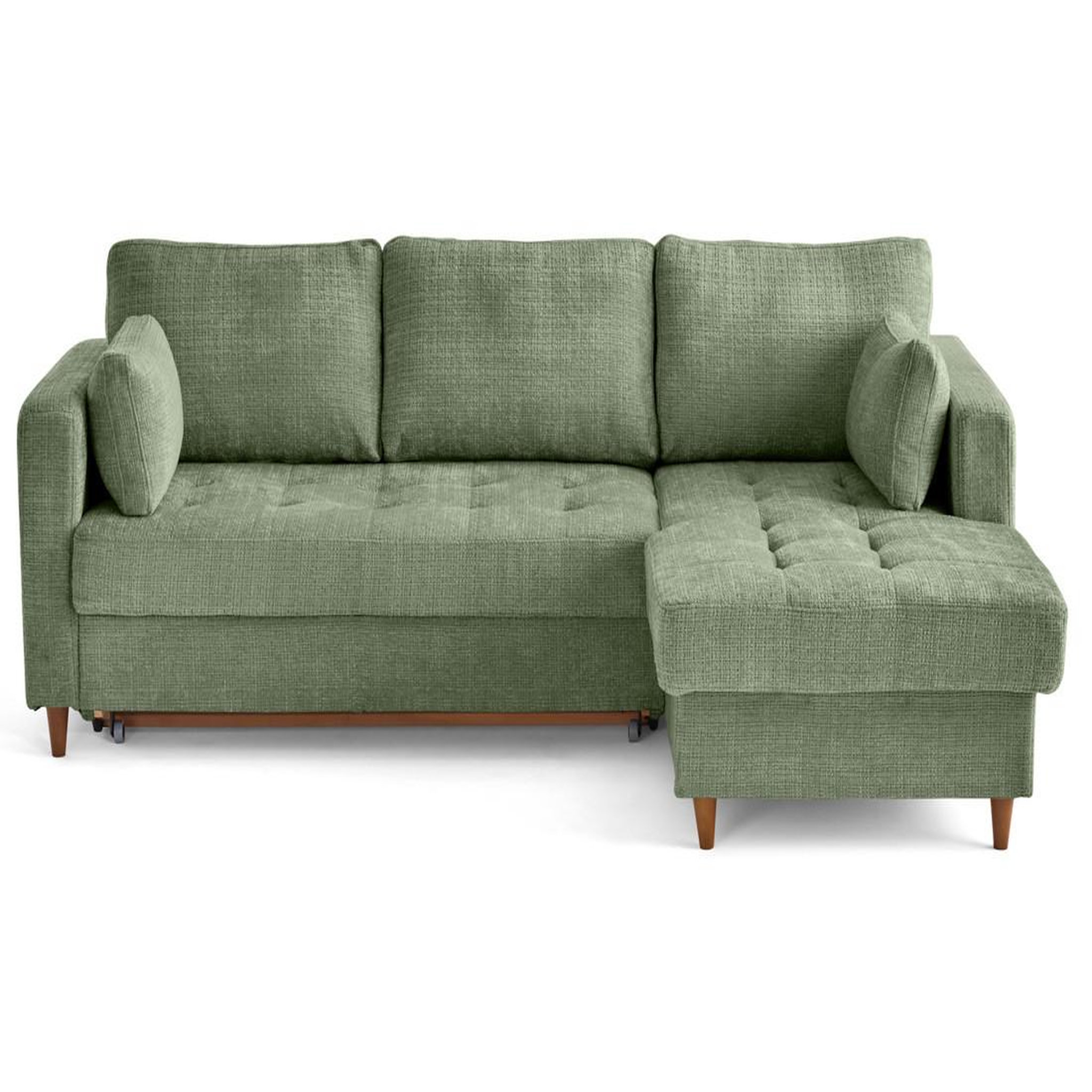 Voir la diapositive 1 : LISA DESIGN Anna - canapé d'angle droit 4 places convertible avec coffre en velours texturé