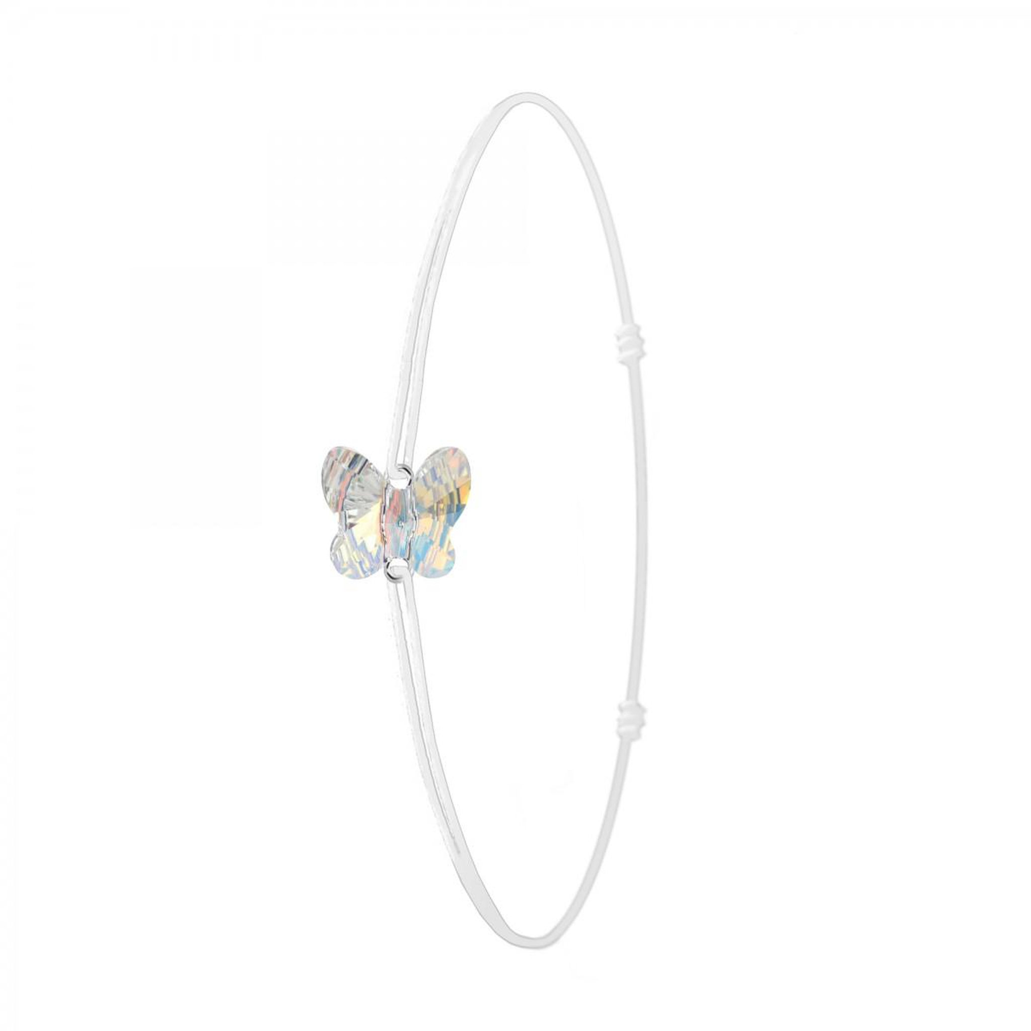 SC CRYSTAL Bracelet papillon élastique blanc SC Crystal orné d'un Cristal scintillant