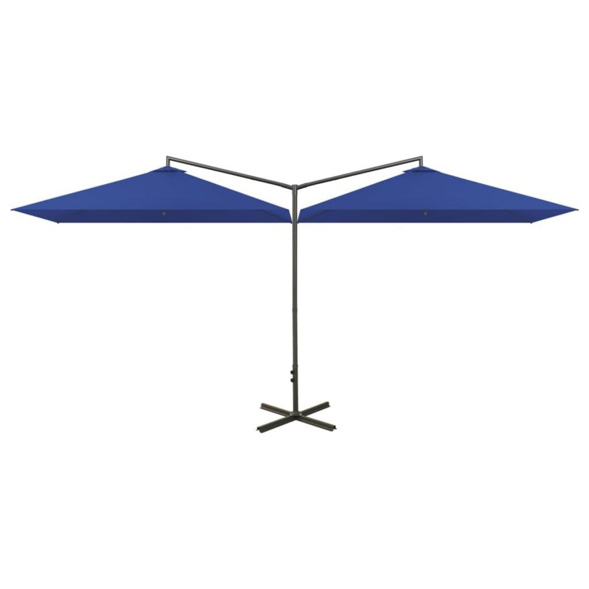 VIDAXL Parasol de jardin double avec mat en acier bleu azure 600x300cm