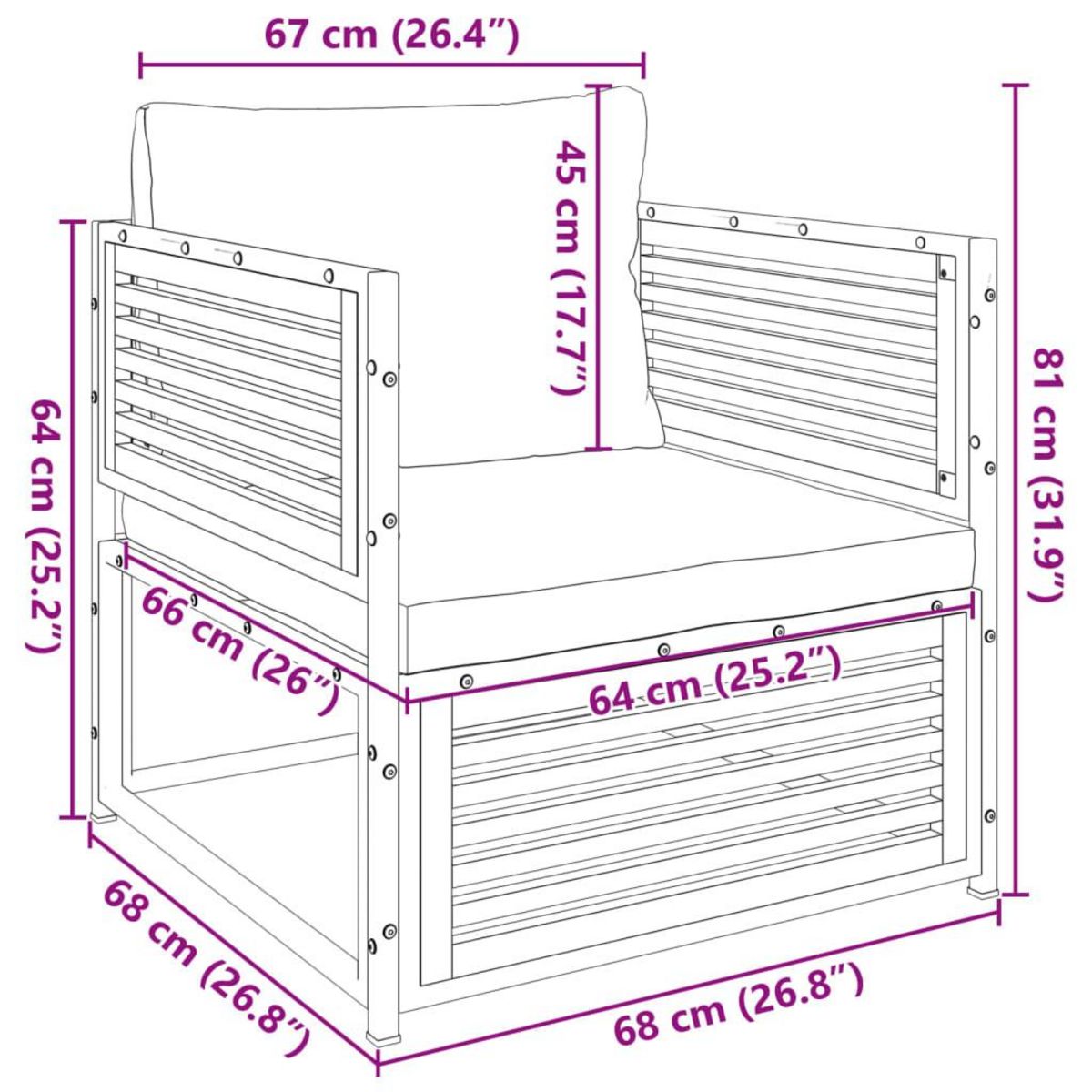 VIDAXL Chaise de jardin avec coussins bois massif d'acacia