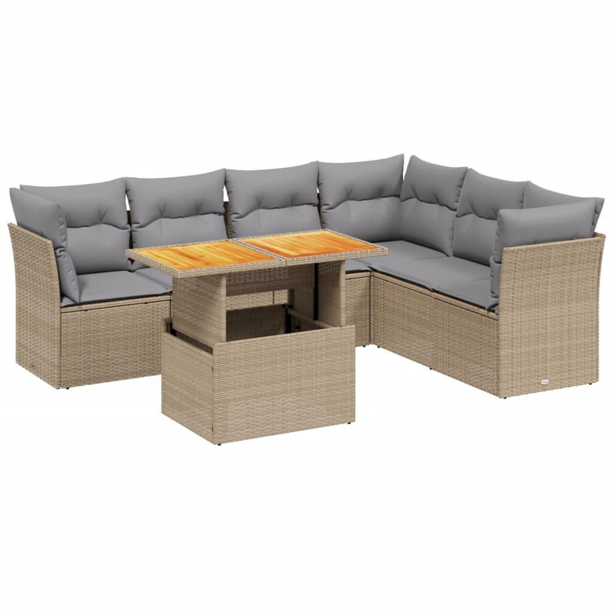 Voir la diapositive 2 : VIDAXL Salon de jardin avec coussins 7 pcs beige resine tressee