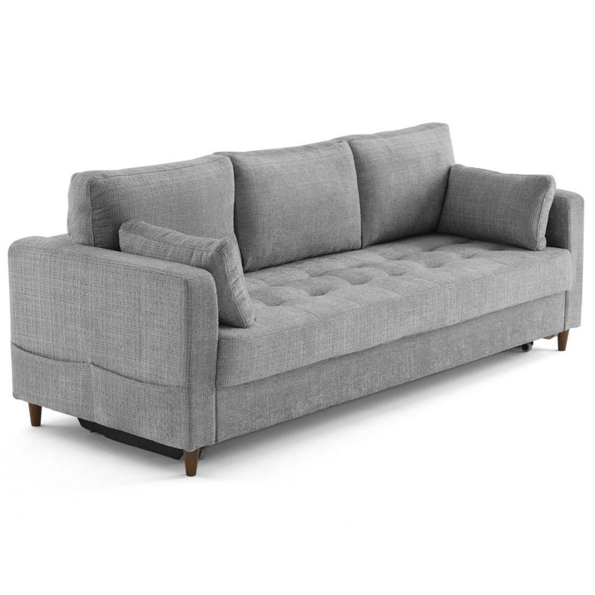 LISA DESIGN Anna - canapé droit 3 places convertible avec poche en velours texturé