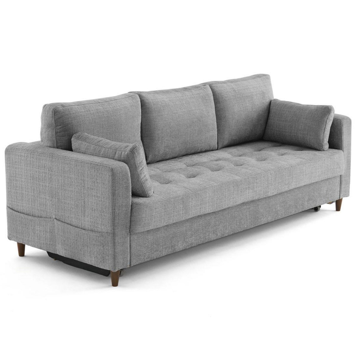 LISA DESIGN Anna - canapé droit 3 places convertible avec poche en velours texturé