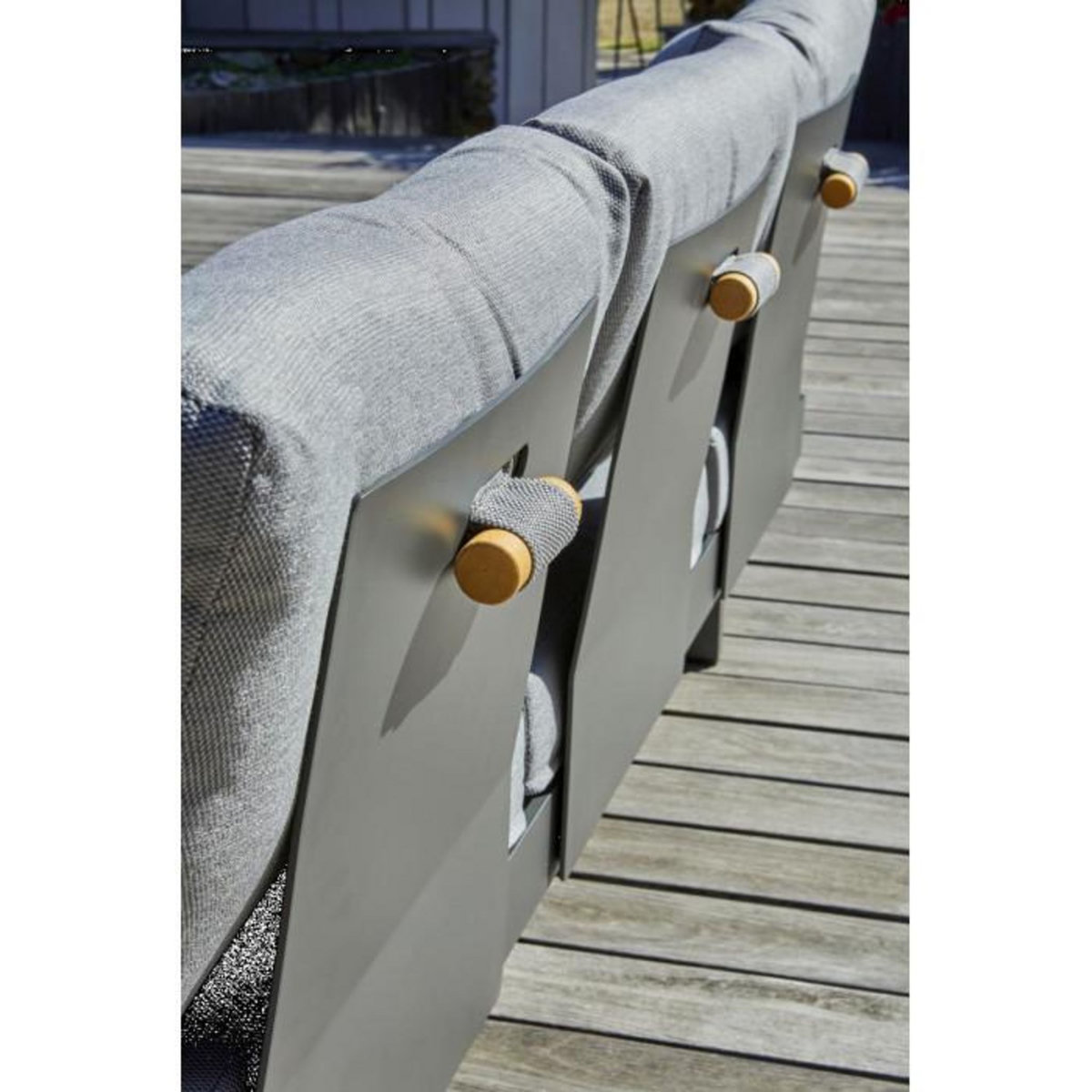 Paris Prix Salon de Jardin d'Angle 6 Places en Bois  Vanuatu  245cm Gris Anthracite