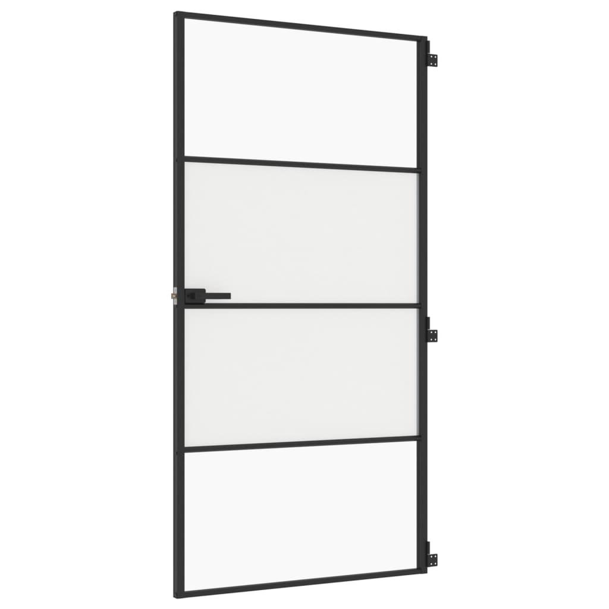 Voir la diapositive 2 : VIDAXL Porte interieure mince noir verre trempe aluminium