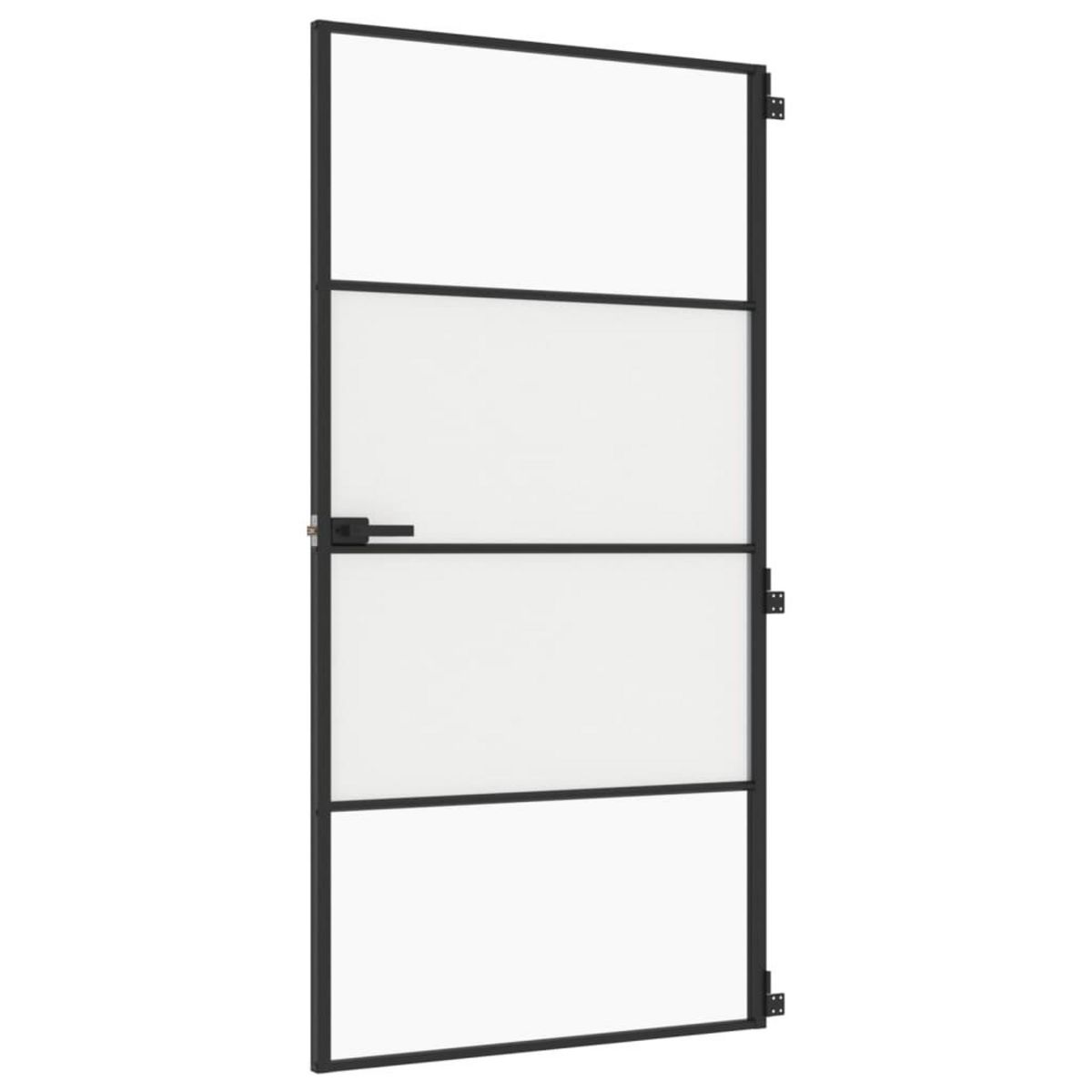VIDAXL Porte interieure mince noir verre trempe aluminium