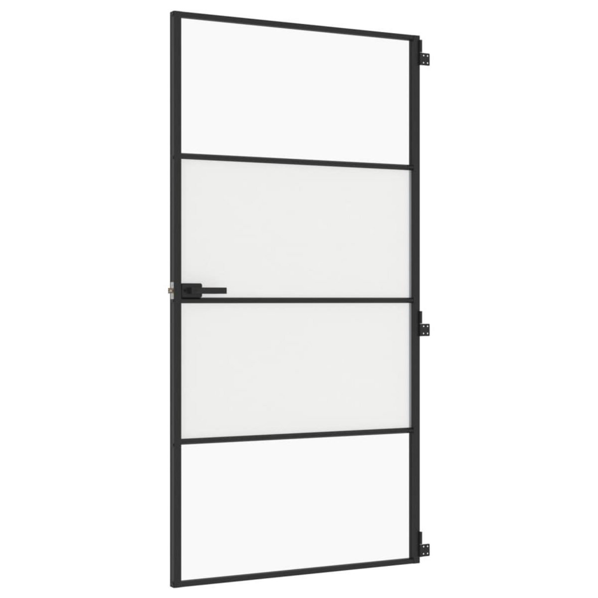 VIDAXL Porte interieure mince noir verre trempe aluminium