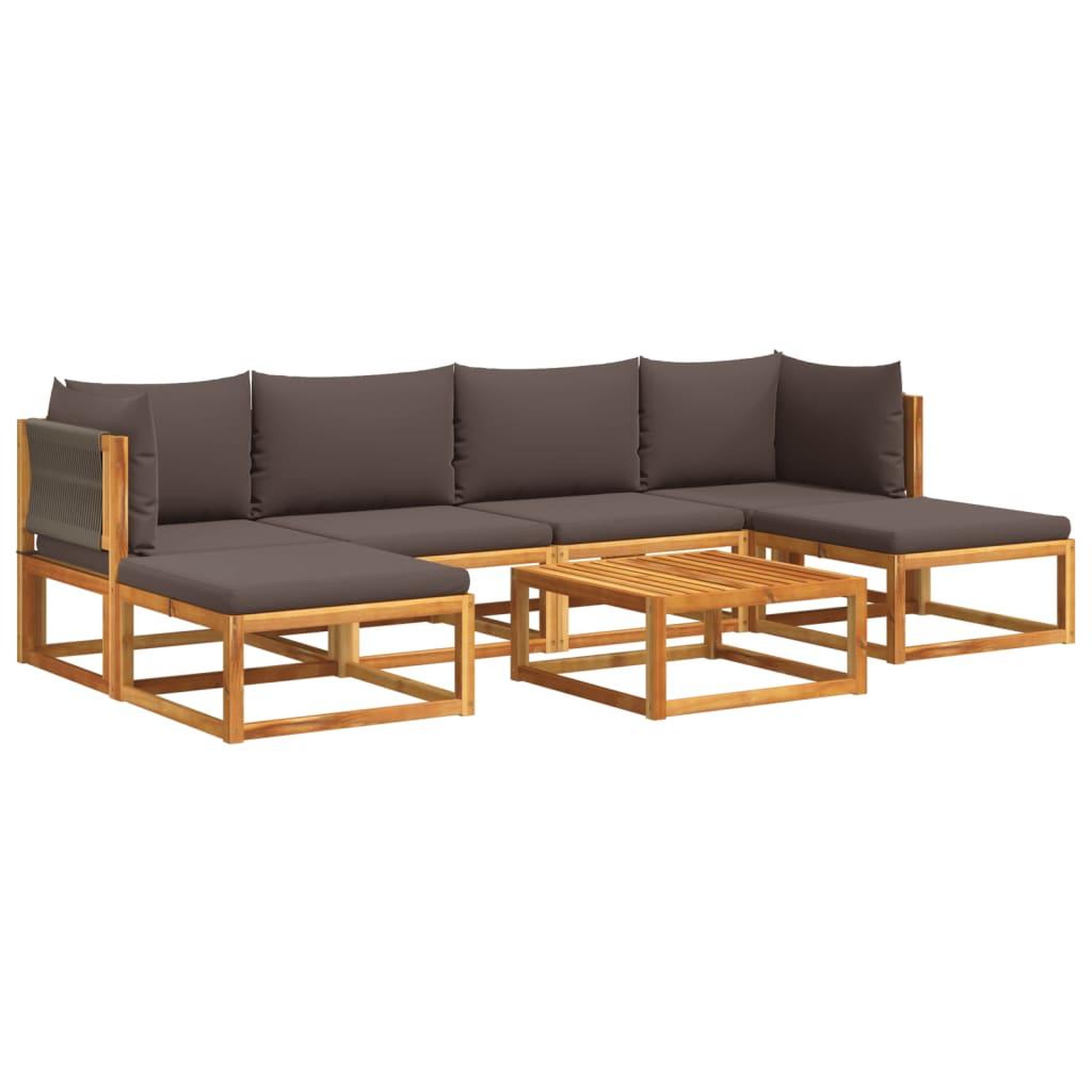 Voir la diapositive 2 : VIDAXL Salon de jardin avec coussins 7 pcs bois massif d'acacia