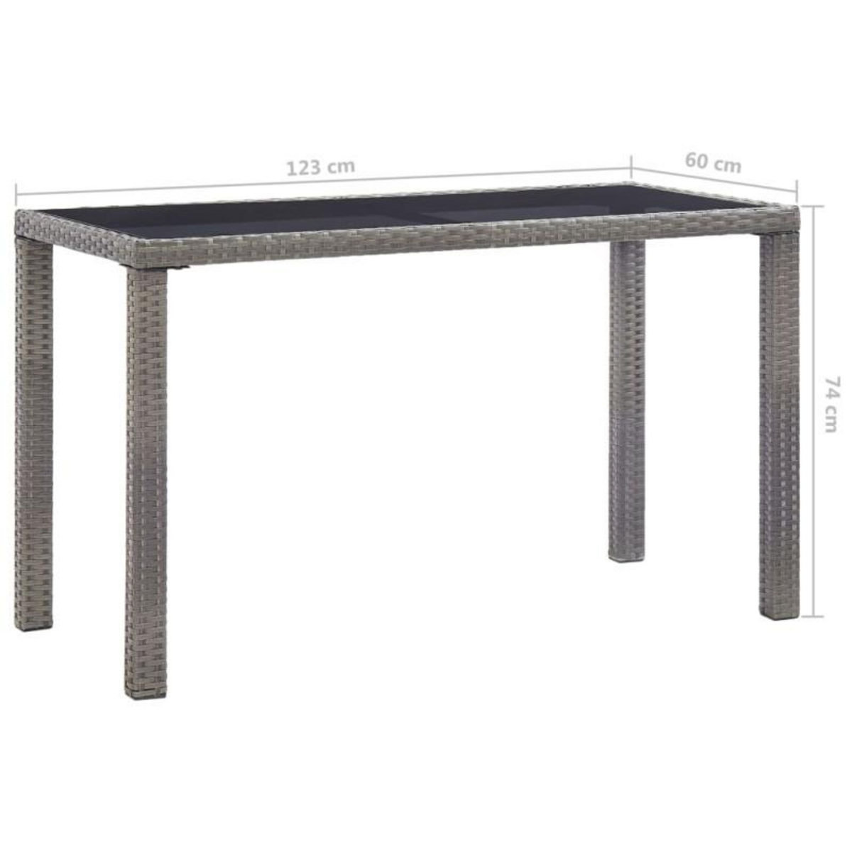 VIDAXL Table de jardin Anthracite 123x60x74 cm Résine tressée