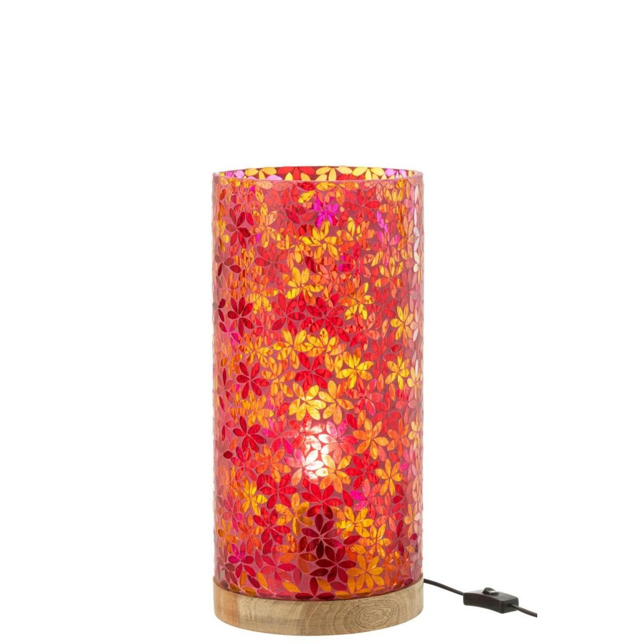 Voir la diapositive 2 : J-LINE Lampe à poser mosaïque en verre  fleur  45cm multicolore