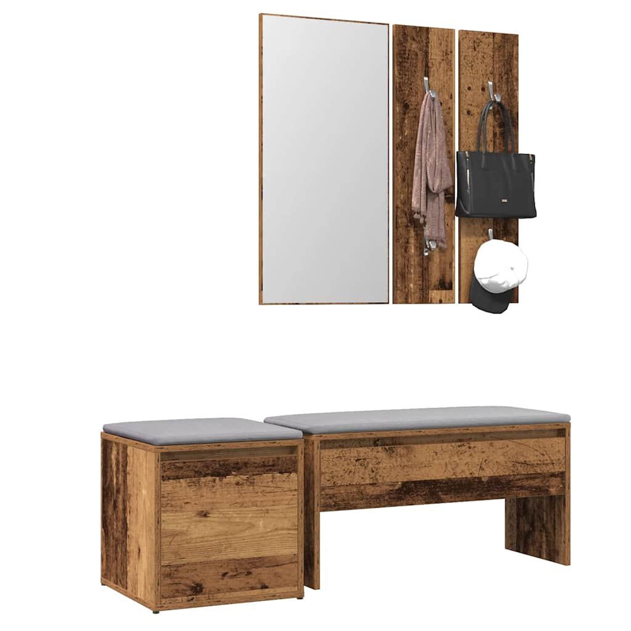 VIDAXL Ensemble de meubles de couloir vieux bois bois d'ingenierie