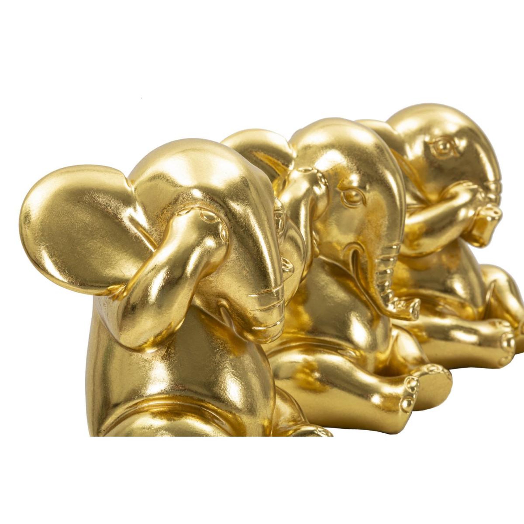 Voir la diapositive 2 : Paris Prix Lot de 3 statuettes en résine  éléphants  20cm or