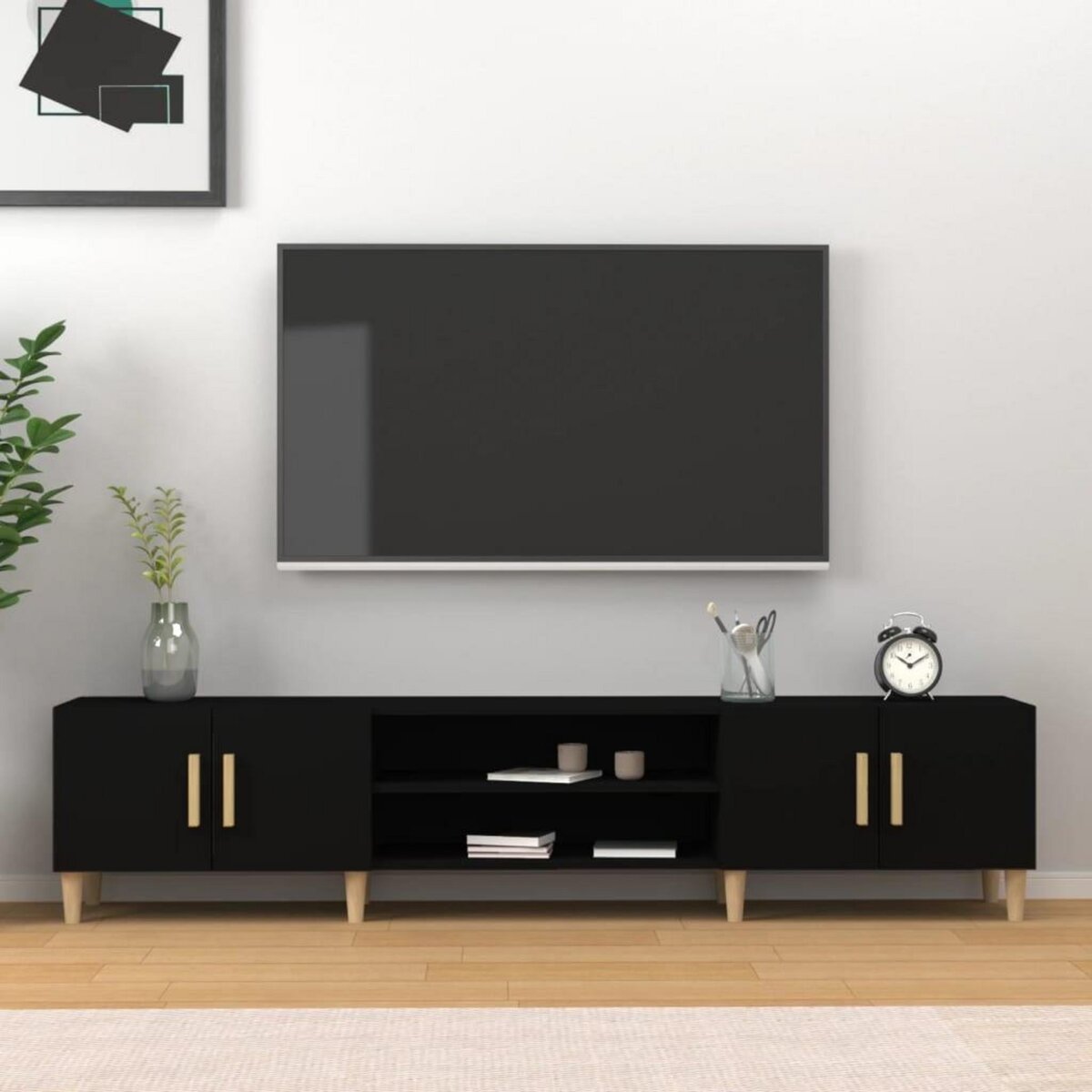 VIDAXL Meuble TV noir 180x31,5x40 cm bois d'ingenierie