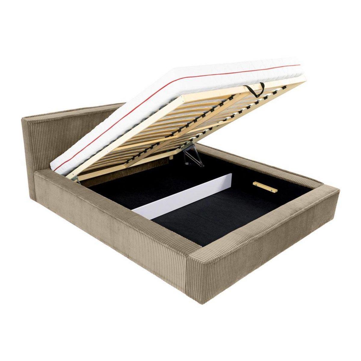 BEST MOBILIER Swan - lit coffre - 140x200 cm - sommier inclus - en velours côtelé grosses côtes