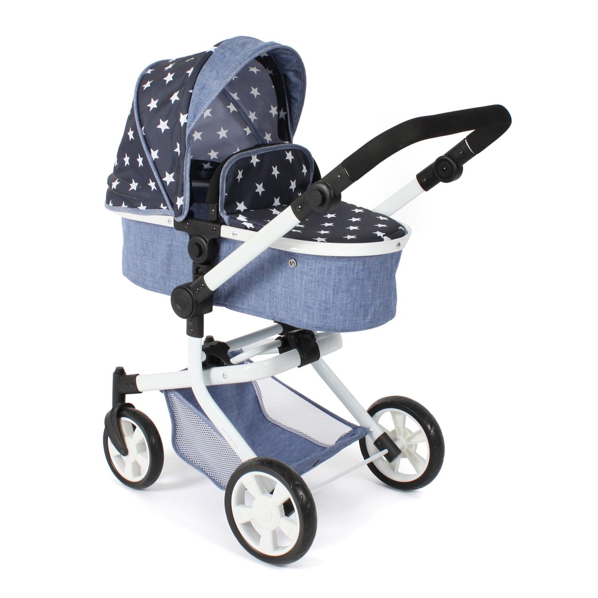 BAYER CHIC 2000 Poussette pour poupée combinée 2 en 1 Mika Bleu marine avec étoiles