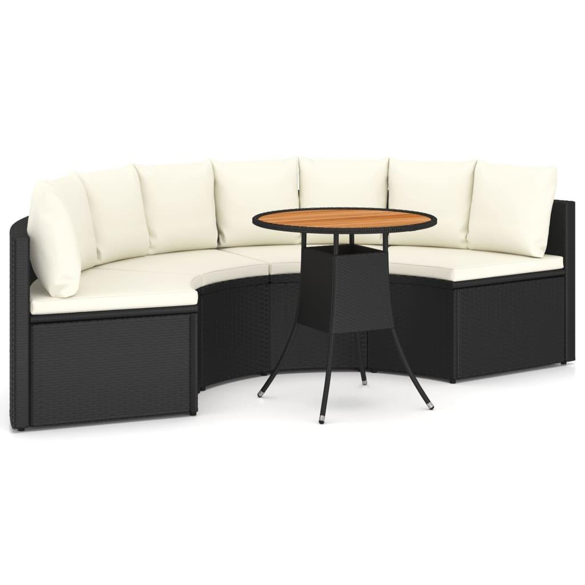 Voir la diapositive 2 : VIDAXL Salon de jardin 5 pcs avec coussins Resine tressee Noir