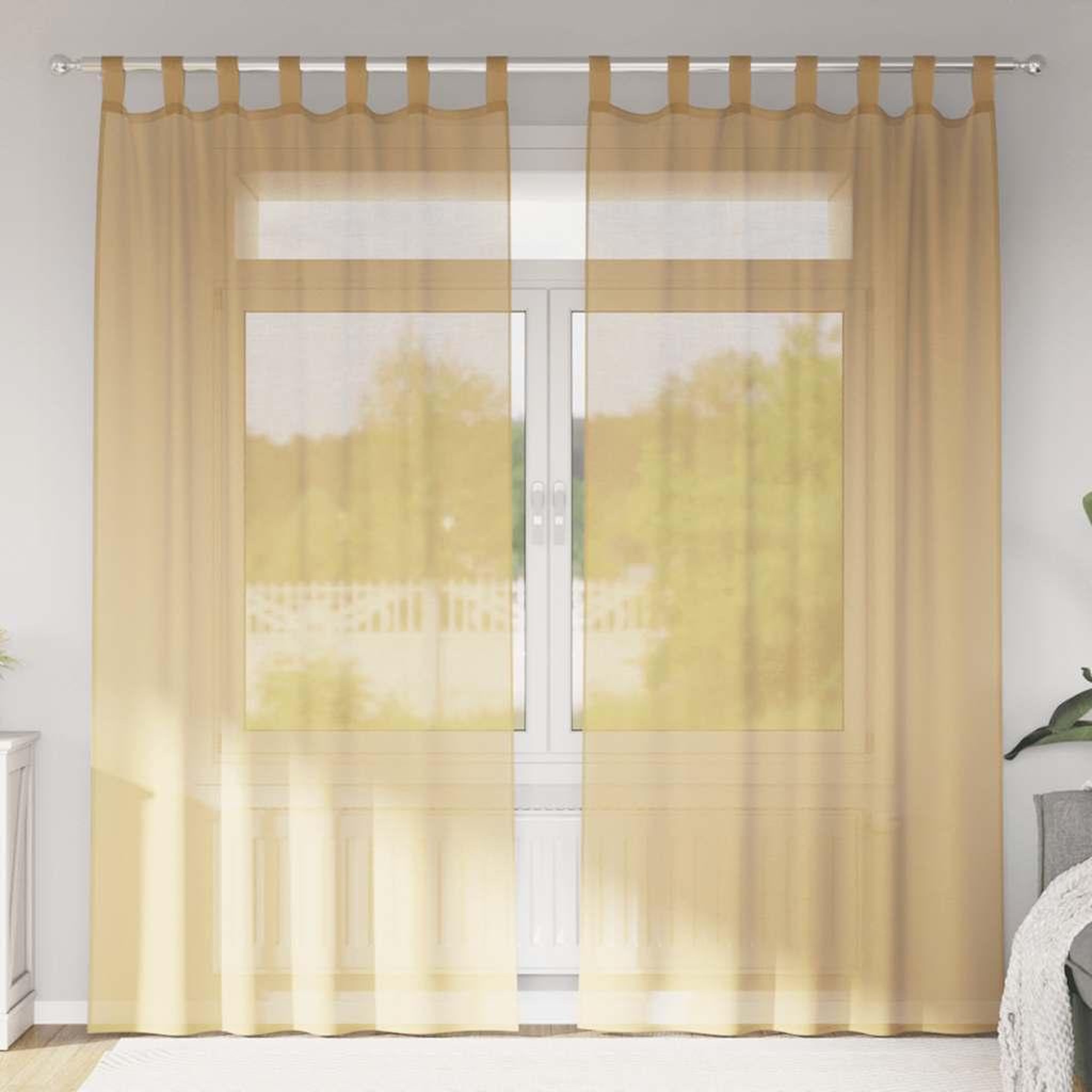 VIDAXL Rideaux en voile avec passe-tringles 2 pcs sable
