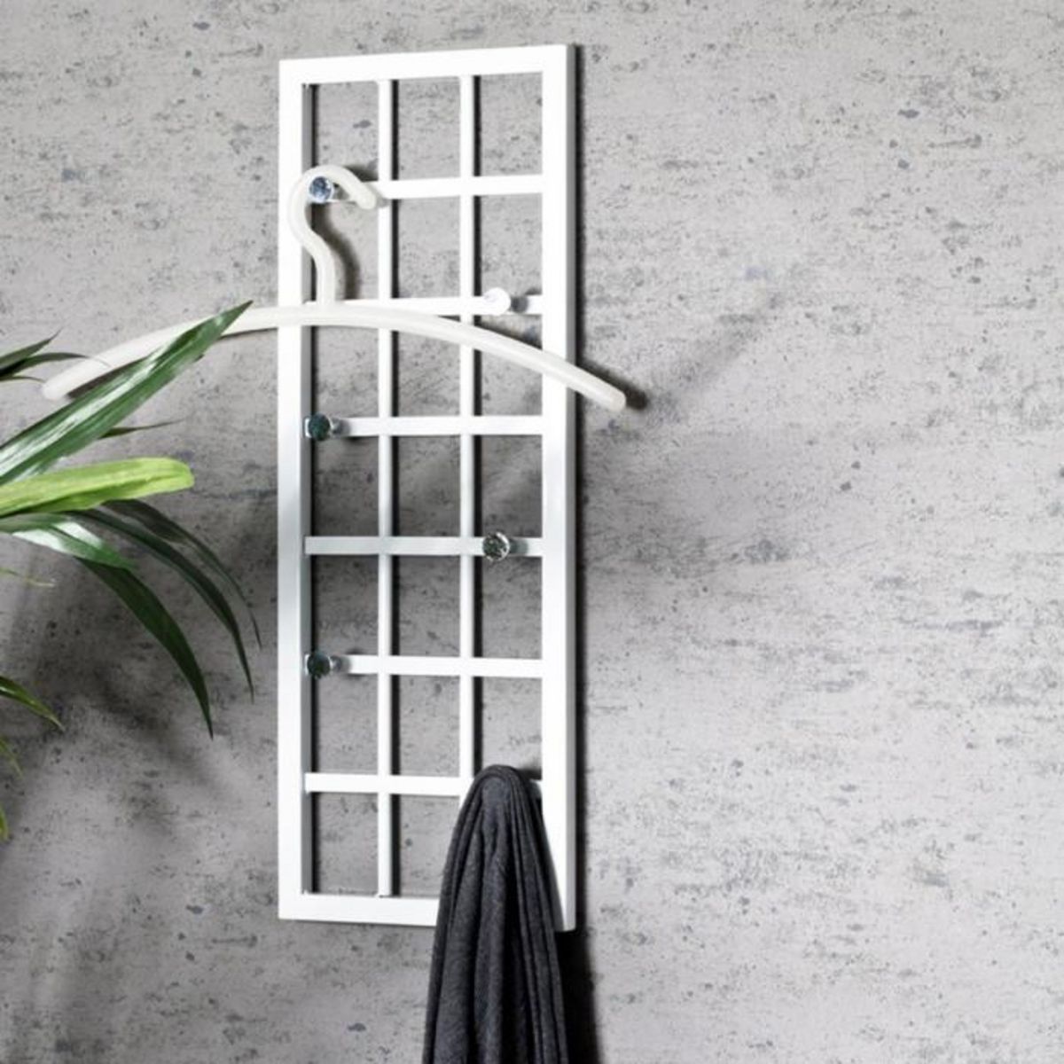 Paris Prix Patère Murale 6 Crochets  Grillage  60cm Blanc Laqué