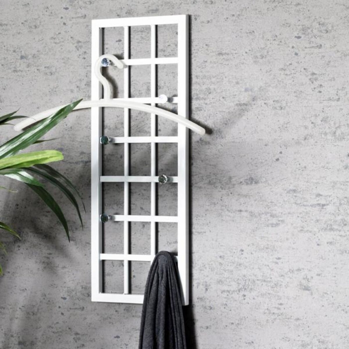 Paris Prix Patère Murale 6 Crochets  Grillage  60cm Blanc Laqué