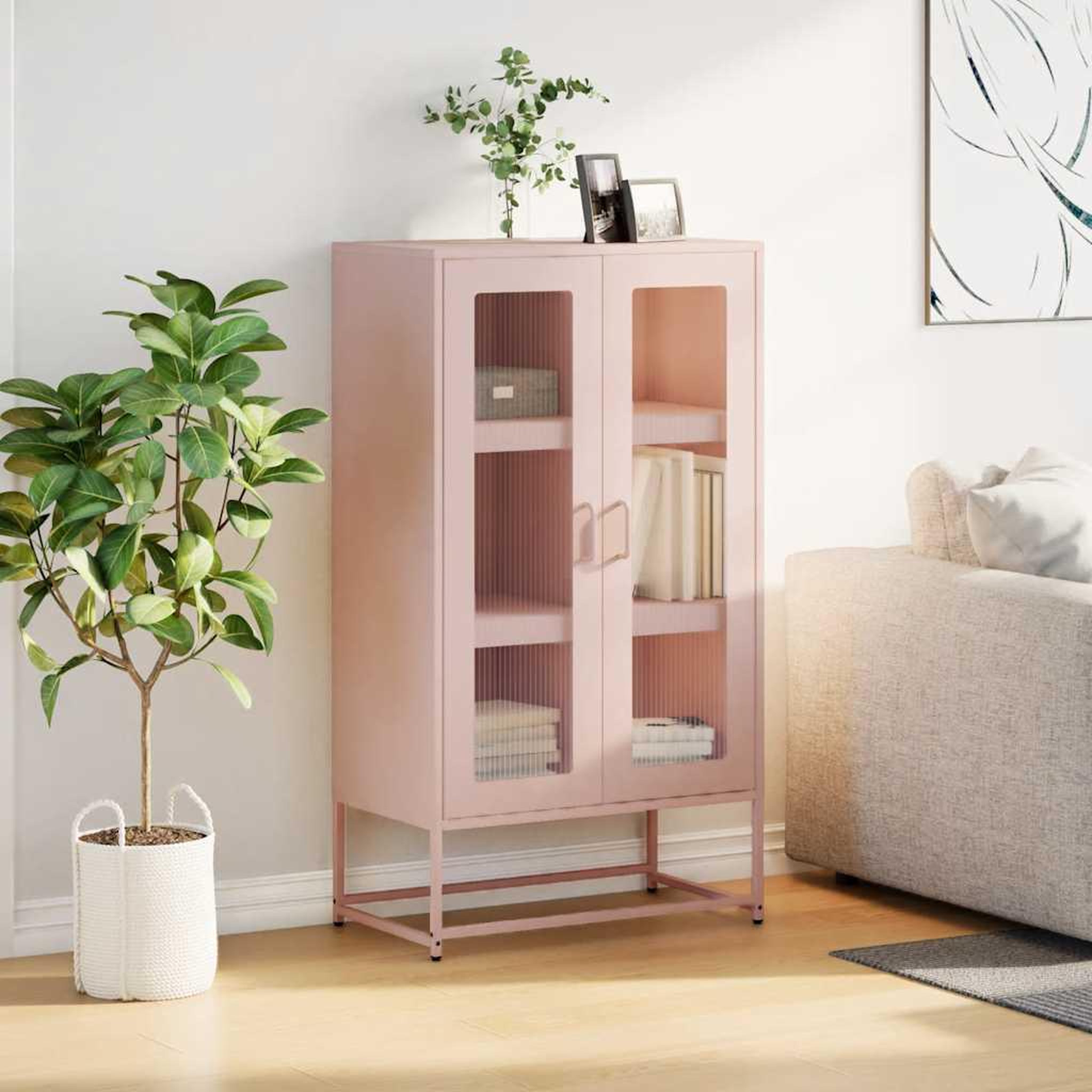 Voir la diapositive 3 : VIDAXL Buffet haut rose 68x39x123 cm acier