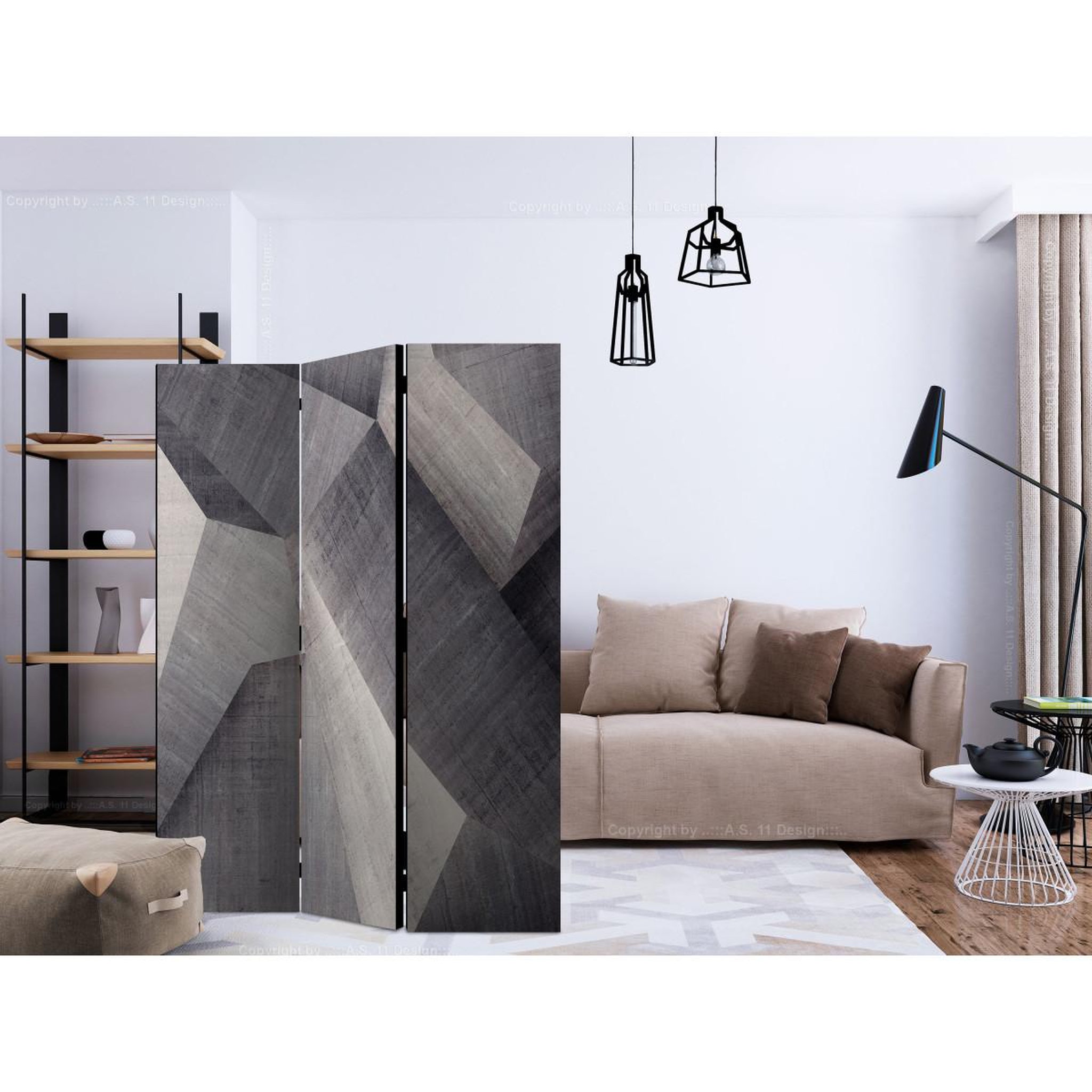 Voir la diapositive 2 : Paris Prix Paravent 3 volets  abstract concrete blocks  135x172cm